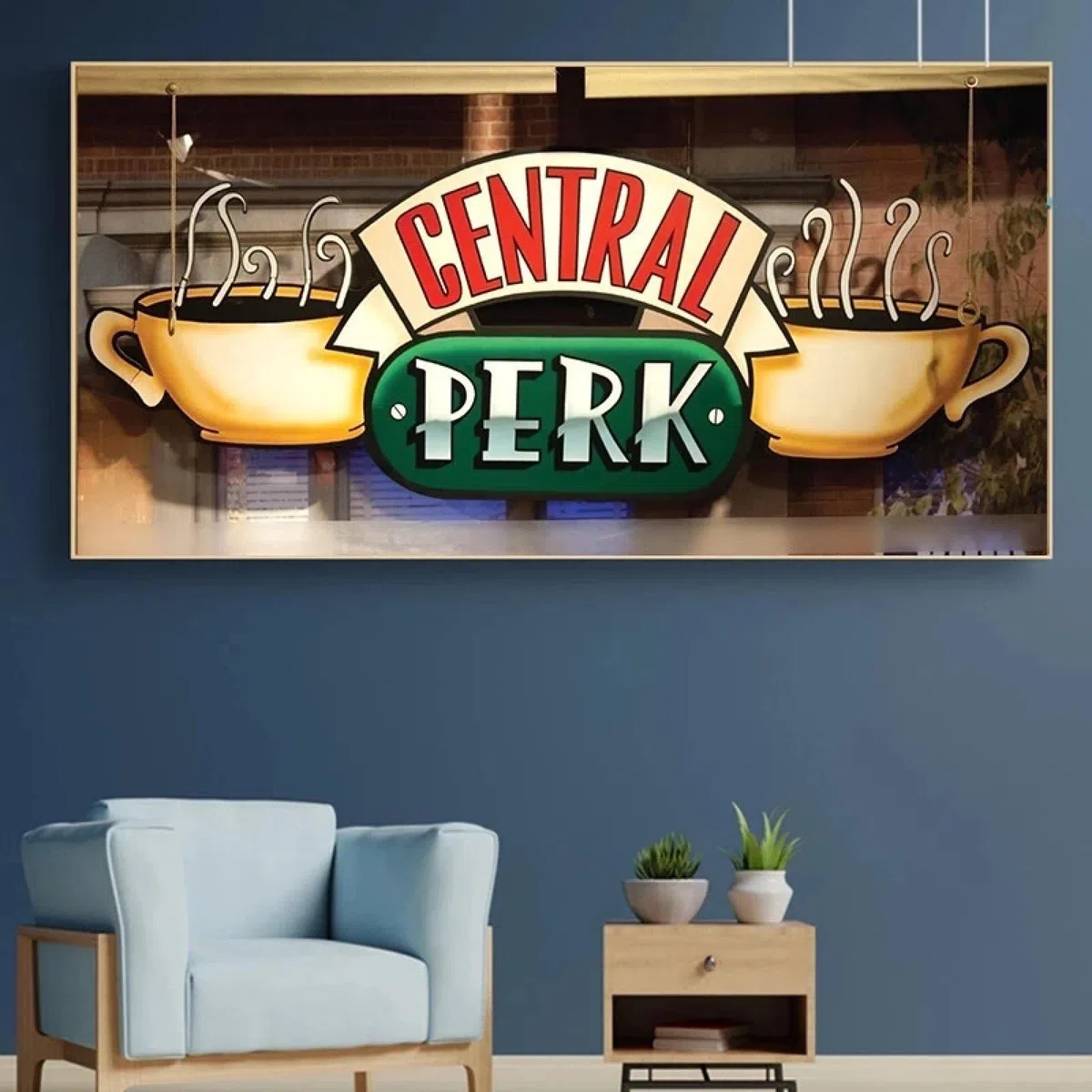 Guying Art Central Perk Cafe Quadro su Tela Amici Serie TV Poster e Stampe Quadri su Tela Immagini per Soggiorno Decorazioni per la Camera da Letto 50x100cm(20x39in) con Cornice