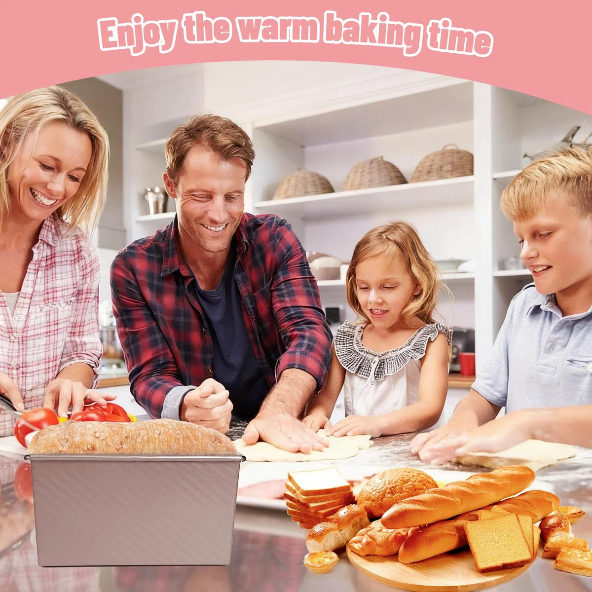 Stampo Per Pane in Cassetta con Coperchio, 21 x 12 x 11,5 CM Stampo Per Pane Toast Ondulato, Antiaderente Stampi per Plumcake 450g Pasta, Stampi Pane Acciaio al Carbonio, Oro Rosa