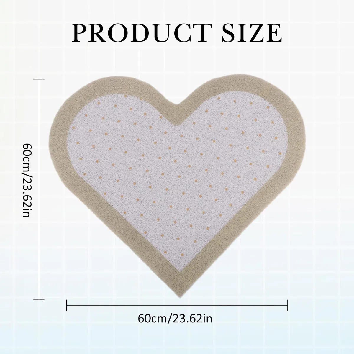 Tappetino Doccia Angolo Antiscivolo Antimuffa, 60x60 cm Tappetini Doccia a Forma di Cuore per Doccia Interno, Tappetini Bagno in PVC Asciugatura Rapida, Khaki + Bianco
