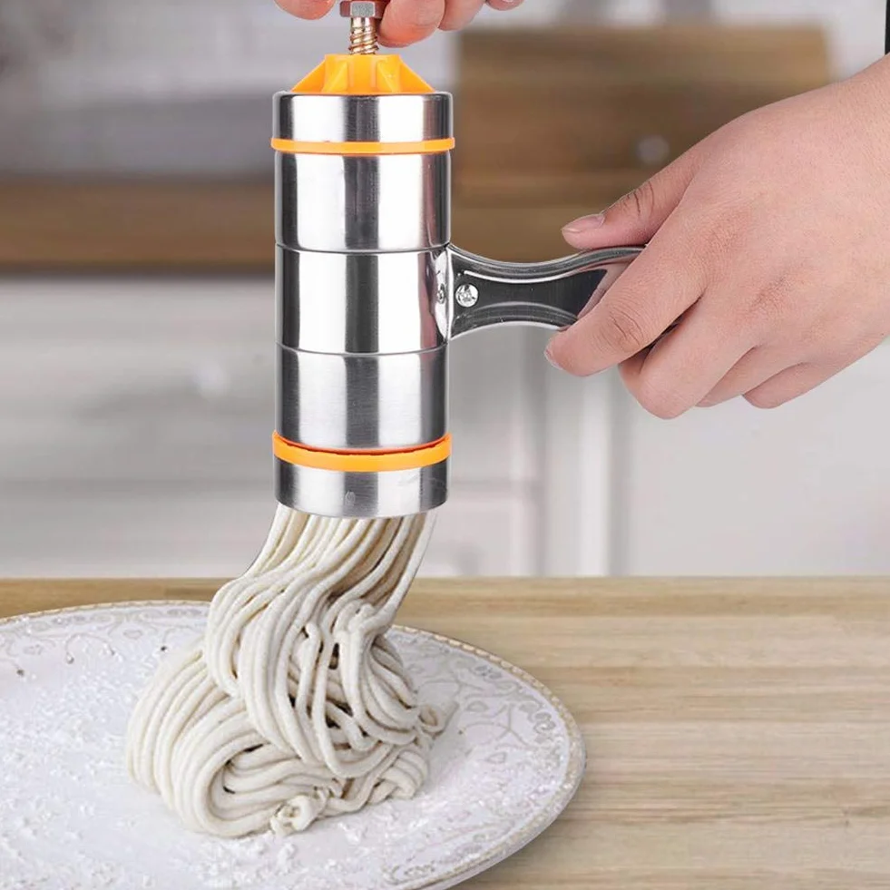 MAGT Macchina per la Pasta, Torchio per Pasta in Acciaio Inossidabile Torchietto Stampo Passatelli Pasta Maker Manuale con 7 Stampi