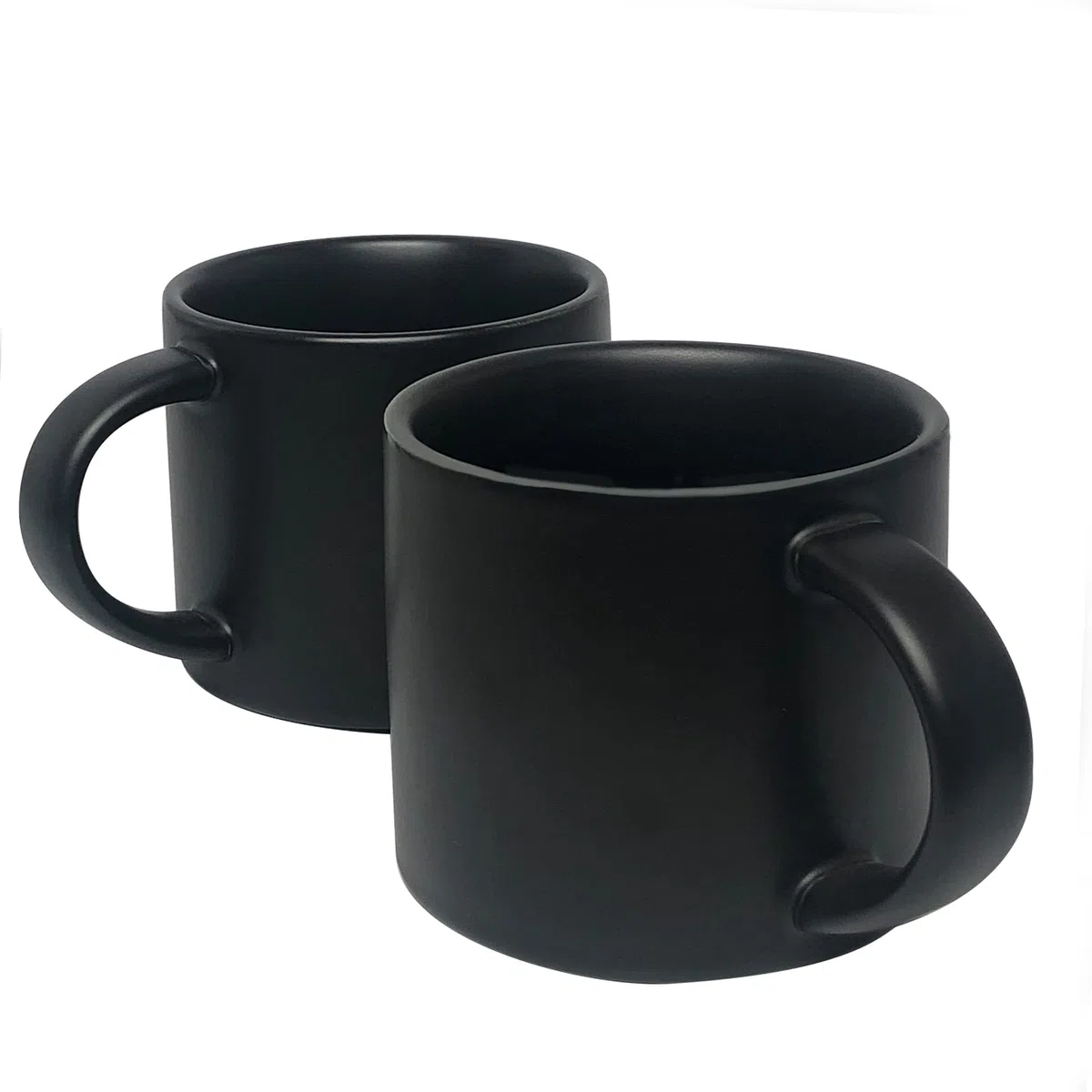 Set di tazze in ceramica, 2 x 420 ml, per ufficio, casa, salute, grande capacità, 14,2 once nero