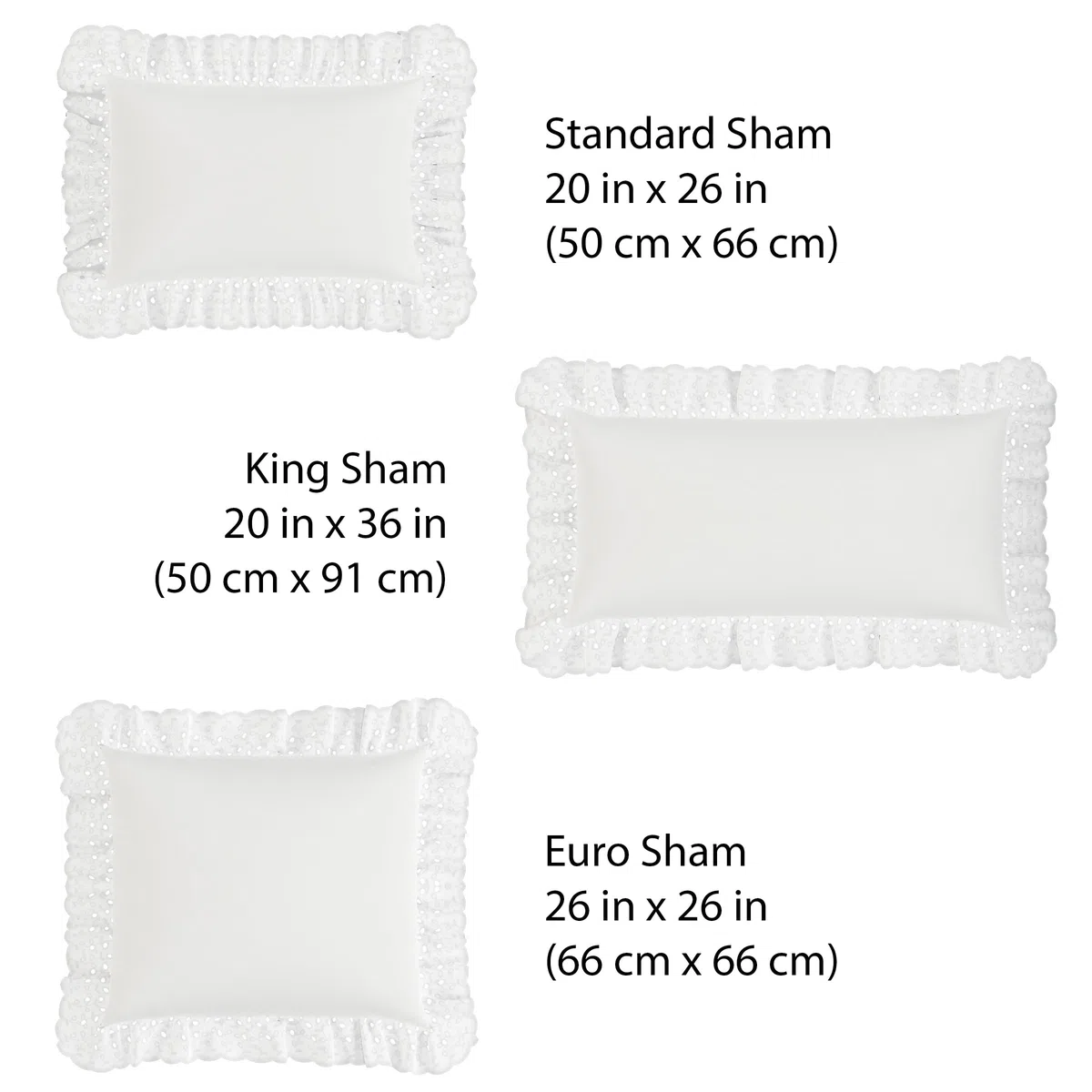 Fresh Ideas Eyelet Ruffled Pillow 2 Pack Sham, Cotone, White, King