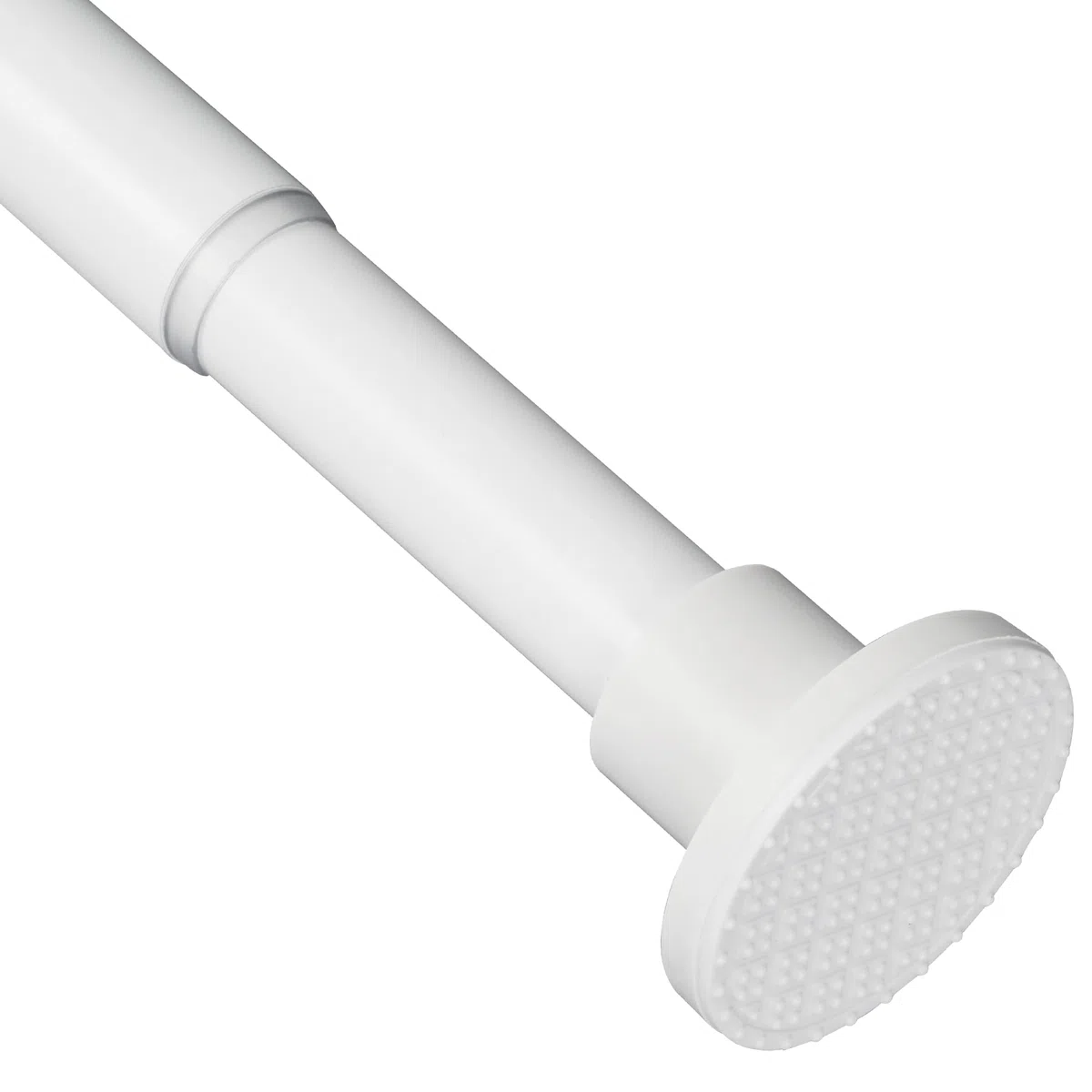 Asta per tenda da doccia bianca senza foratura, in acciaio inox, allungabile a molla antiruggine e antiscivolo, asta telescopica da 70 a 195 cm, per la vasca da bagno