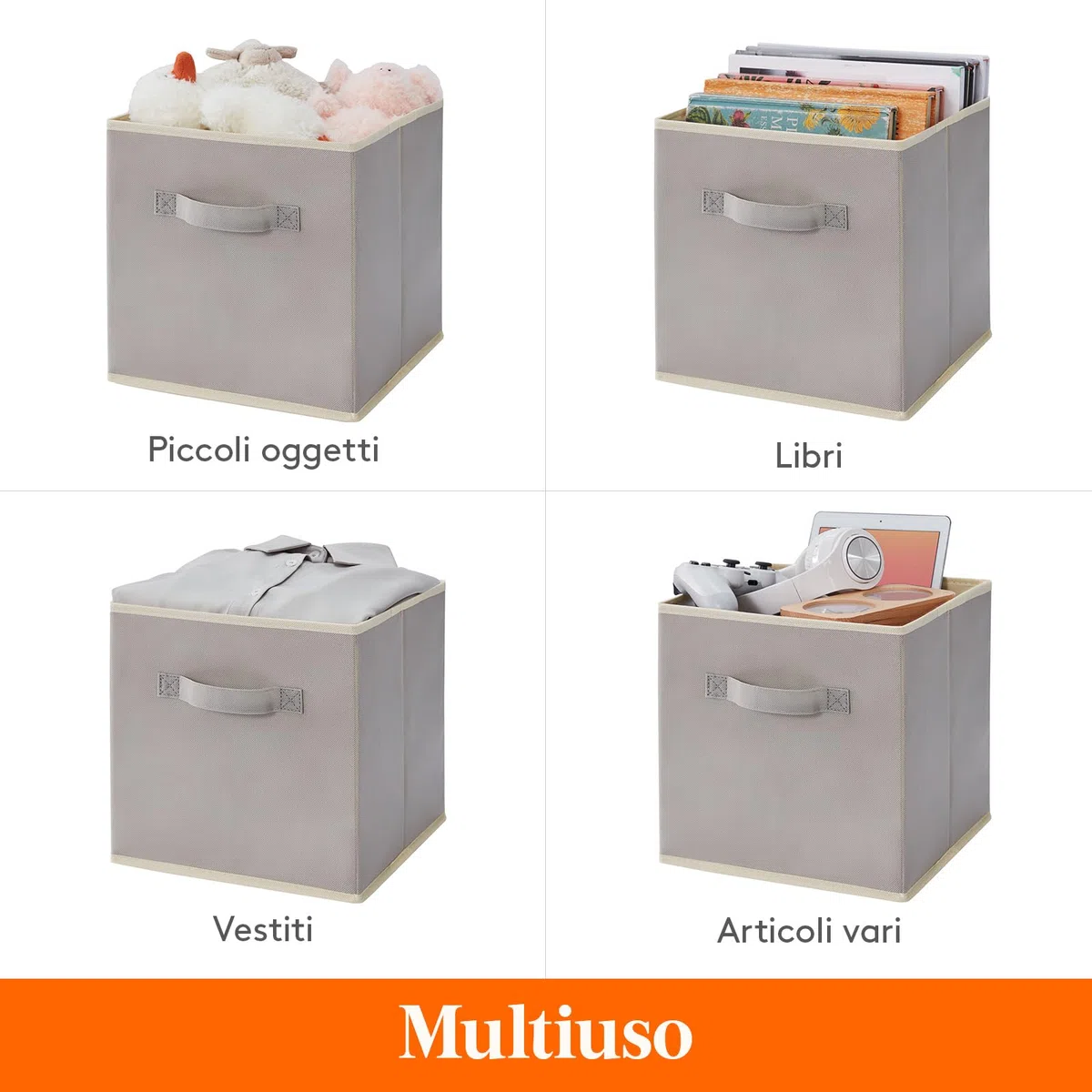 Lifewit Set di 10 Cubi Portaoggetti Pieghevoli, Cesti Portaoggetti in Tessuto, Scatole Portaoggetti con Manici, Scatole per Armadio, Vestiti, Giocattoli, 26,5 x 26,5 x 28 cm, 18 L, Grigio chiaro