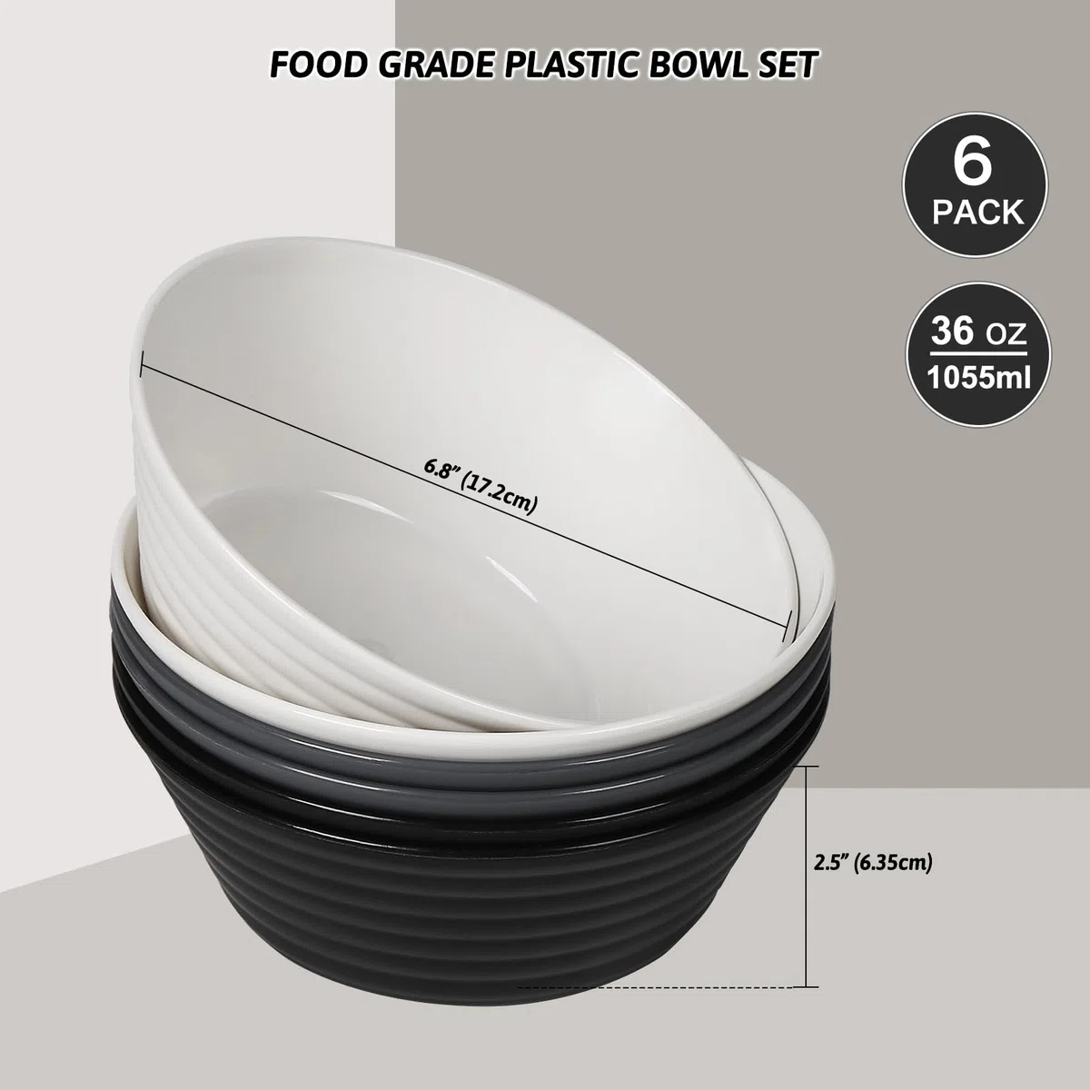 Greentainer Ciotole grandi infrangibili per cereali con coperchio, 750 ml, in plastica leggera, lavabili in lavastoviglie e adatte al microonde, per cereali, insalata, zuppa, noodle, 6 pezzi, colore