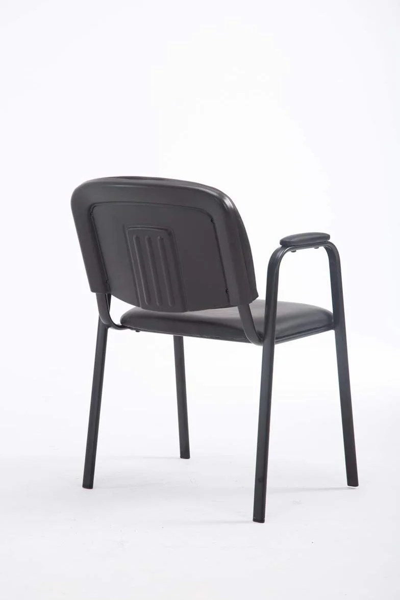 CLP Sedia impilabile Ken Pro imbottita con braccioli, sedia da conferenza in ecopelle, struttura in metallo nero robusta fino a 150 kg, Colore:nero