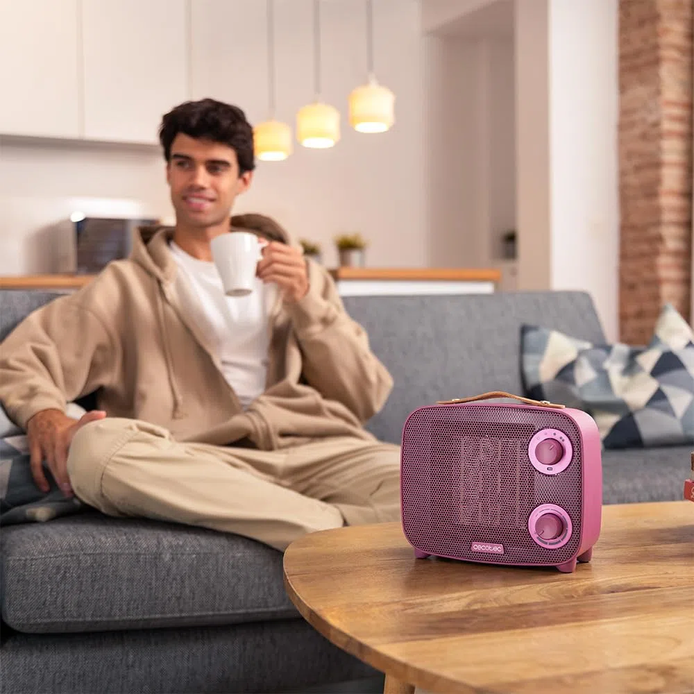 Cecotec Termoventilatore Ceramico da Tavolo ReadyWarm 1500 Ceramic Aura. 1500W, 3 Modalità, Termostato Regolabile, Silenzioso, Tripla Sicurezza, Design Moderno, Copertura 15m², Efficienza Energetica