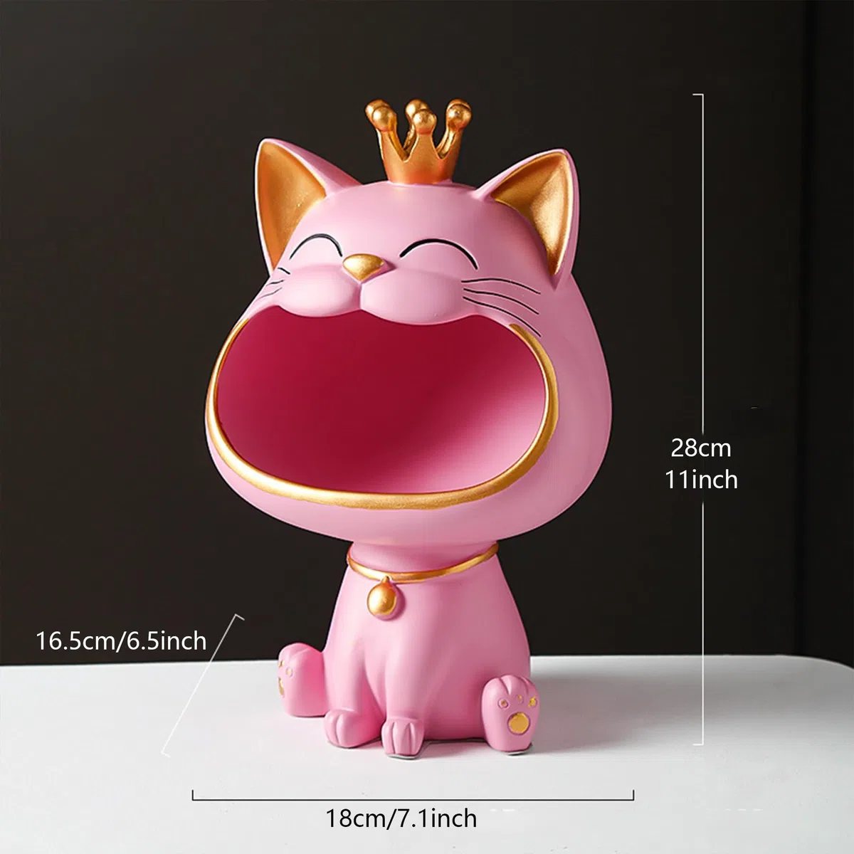 Statua di Gatto, Scultura Portafortuna Gatto, Scultura per la Casa e il Soggiorno per l'Ingresso Gatto che Ride Scatola per la Conservazione delle Chiavi, Scatola per Piccoli Oggetti