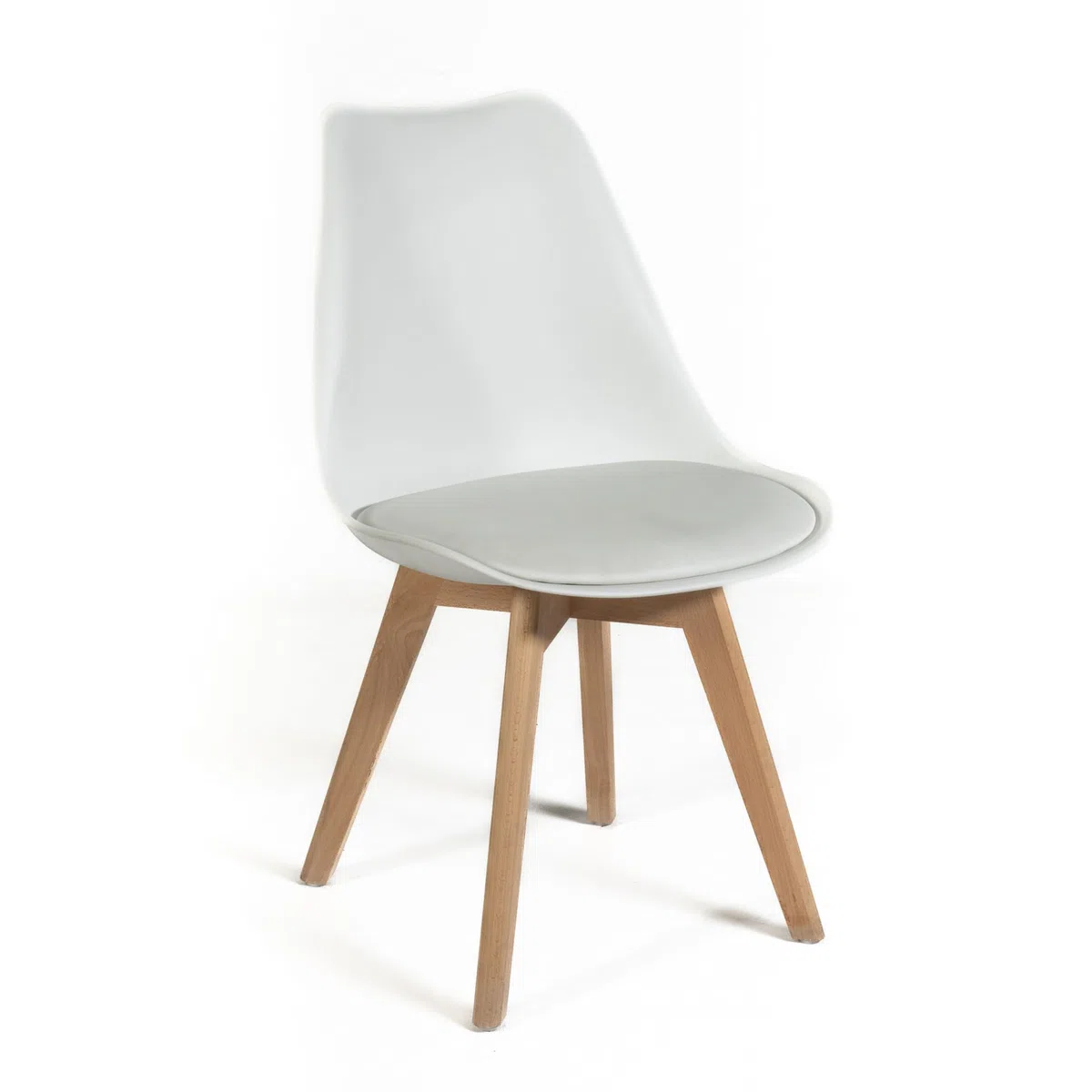 Norbe | Sedia da Sala da Pranzo o Ufficio con gambe in legno di faggio e morbido cuscino di ecopelle |Dim: 50x48x 82 H cm (Bianco, 1)