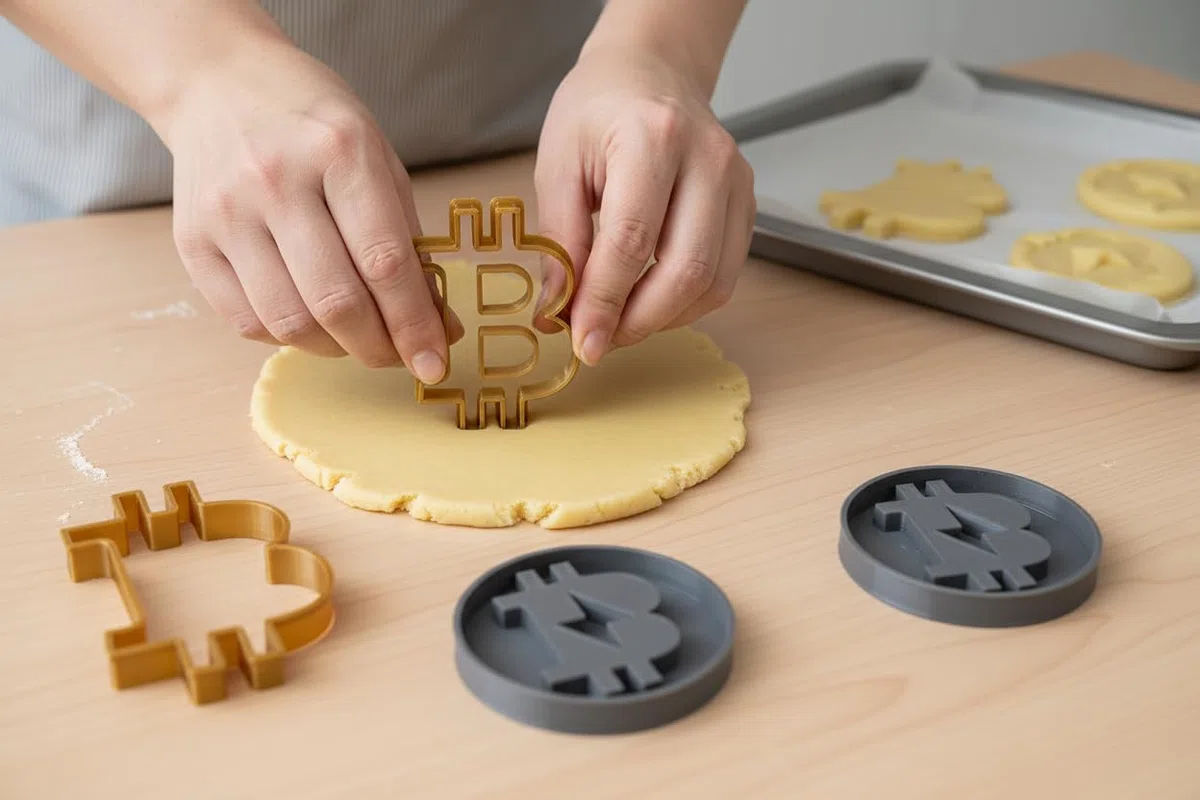 Set di 3 formine per biscotti Bitcoin, con logo Bitcoin, per alimenti, made in Germany, regalo cripto
