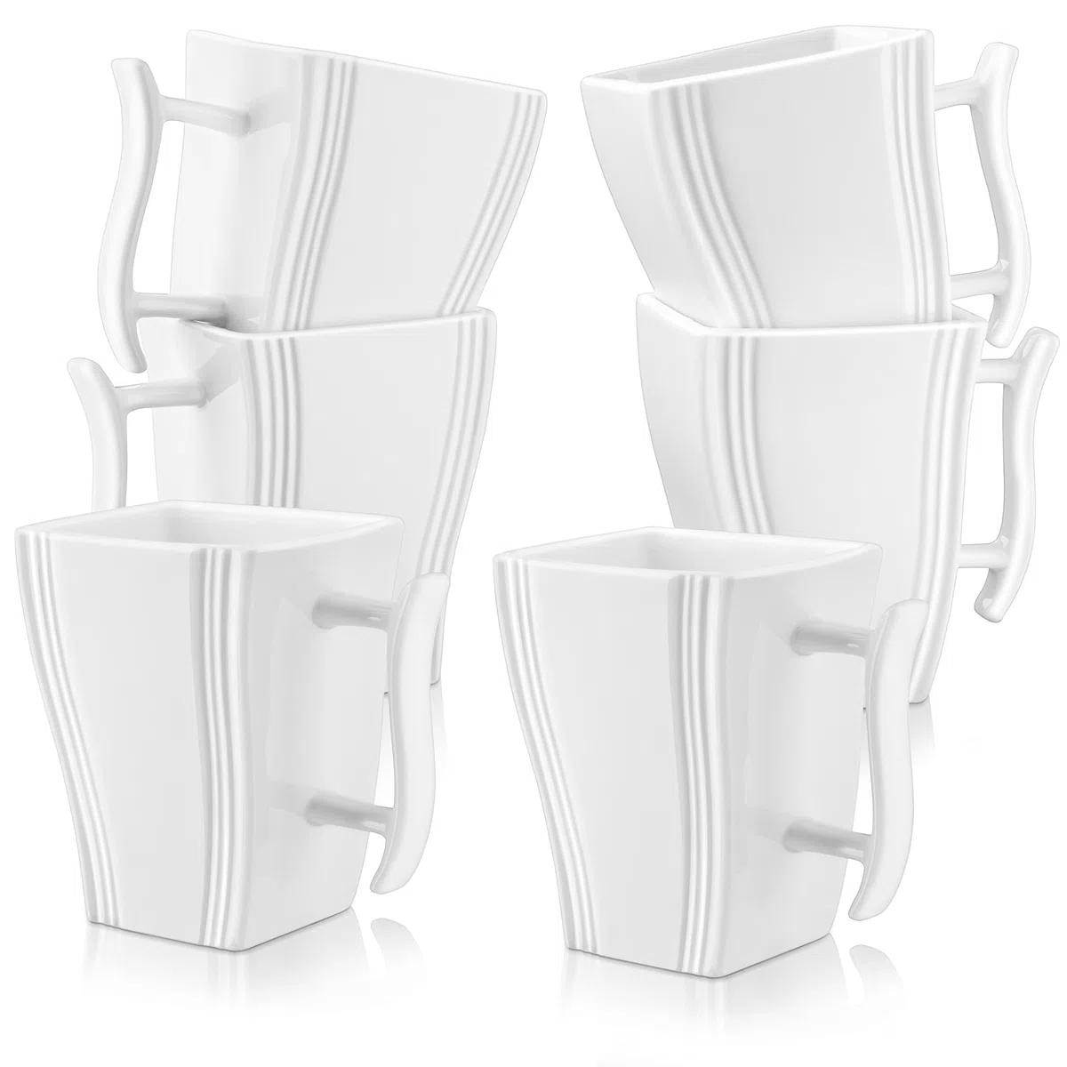 MALACASA, Serie Flora, Stoviglie da Tazza in Porcellana, Tazze da caffè 6 Pezzi con Sugo, Latte, caffè per 6 Persone 4,5", 350 ml