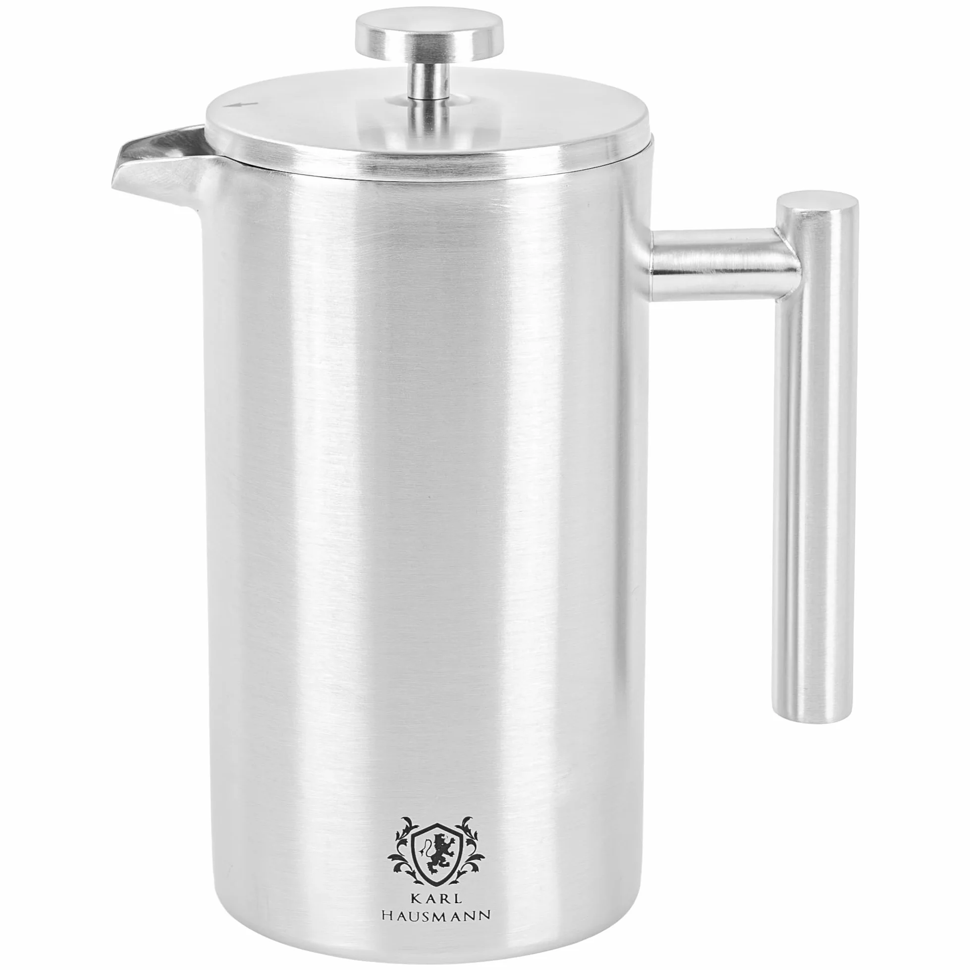 KARL HAUSMANN French Press Caffe Camping - 1 Litro / 8 Tazze - Caffettiera Francese Acciaio Inox - Macchina Caffè - coffee pressa francese campeggio - frenchpress inossidabile - Argento frenchpress