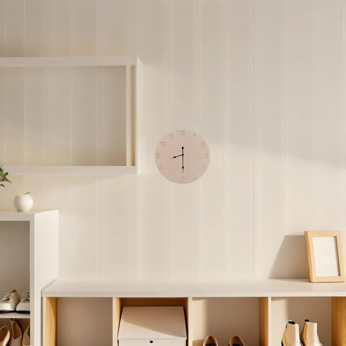 Kit 5 Pezzi Quadranti Orologio in Legno Rotondi per Bricolage, Resistente All'usura, Materiale Naturale Beige, per Progetti di Natale e Decorazioni Fai da Te