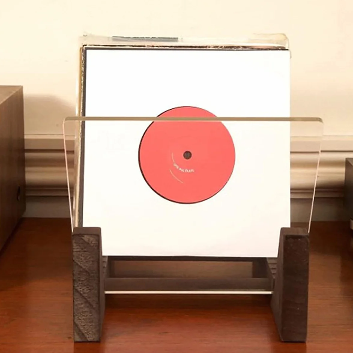 Portadischi in legno per dischi in vinile - Supporto per dischi in vinile - Supporto per album, supporto espositivo per contenere fino a 50 album, DVD, CD, marrone