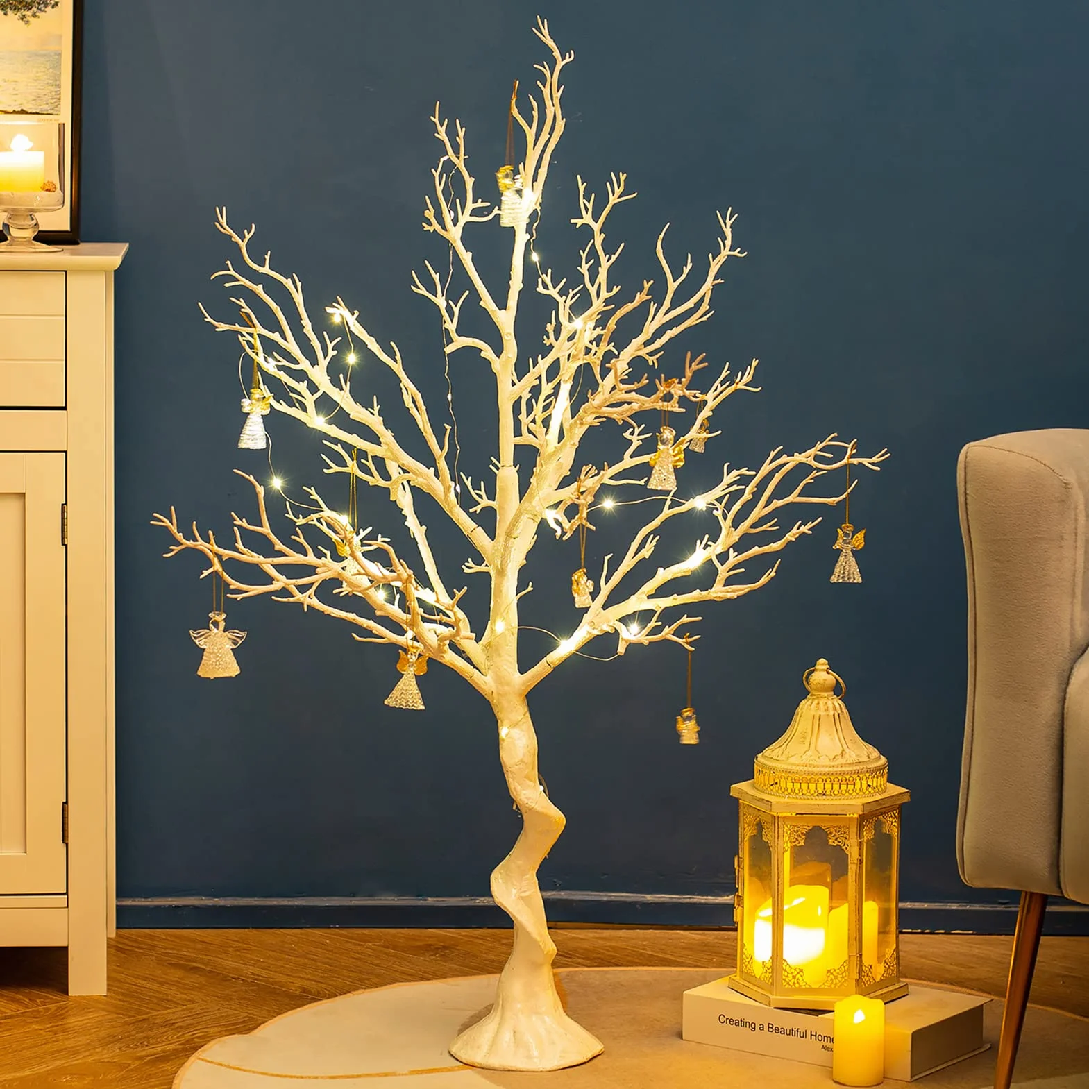 Sziqiqi 105cm Bianco Albero per Matrimonio Centrotavola Albero di Pasqua da Decorare Grande Albero Decorativo Interni All'Aperto Natale Display Albero dei Desideri per Esposizione Eventi Compleanno