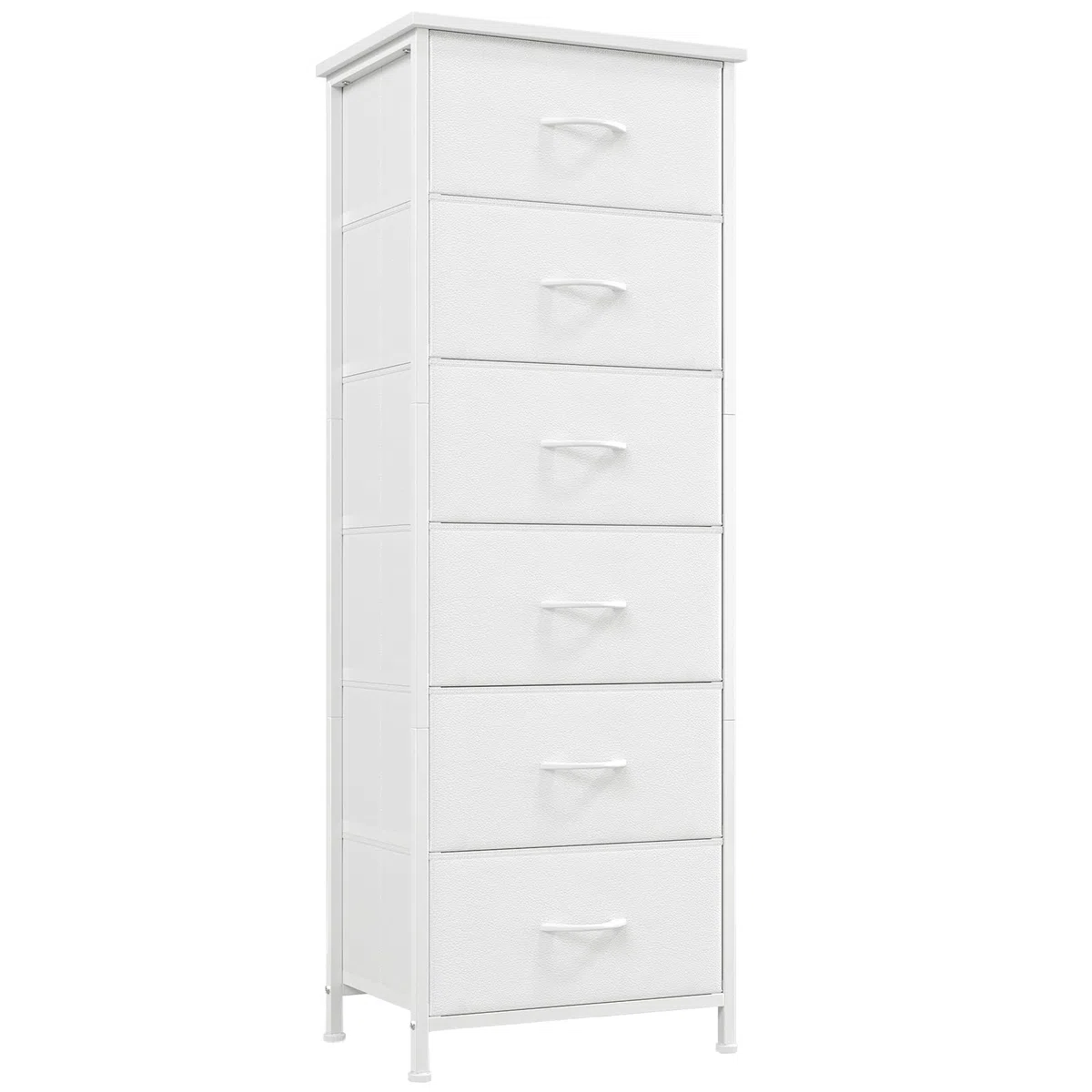 Somdot Cassettiera Camera da Letto in Tessuto, Mobiletto Salvaspazio, Settimino per Soggiorno, Studio, Cameretta, Ingresso, 30P x 42l x 115H (6 Cassetti), Bianco