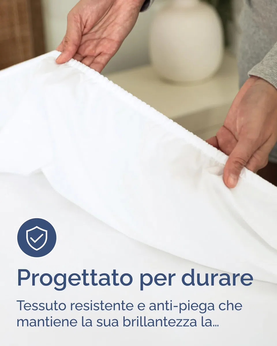 Lenzuolo con angoli 180x200 Bianco, profondità 30 cm - Lussuoso lenzuolo con angoli - Per materassi fino a 30 cm (12") di altezza - Morbido, senza pieghe e traspirante - 180x200 - singola