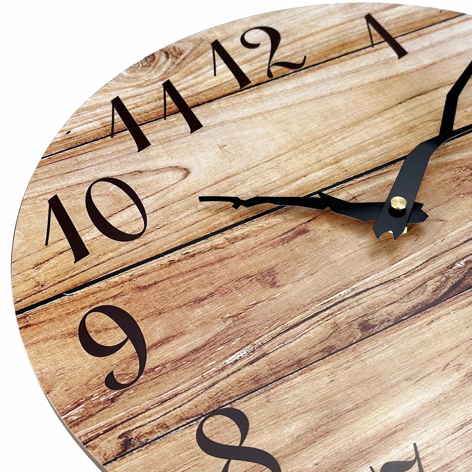Plumeet Orologio da Parete, Orologi da Parete in Legno Senza Cornice da 30cm con Movimento al Quarzo Silenzioso, Orologi Rustici in Legno di Noce per Cucina, Camera da Letto, Soggiorno, Marrone