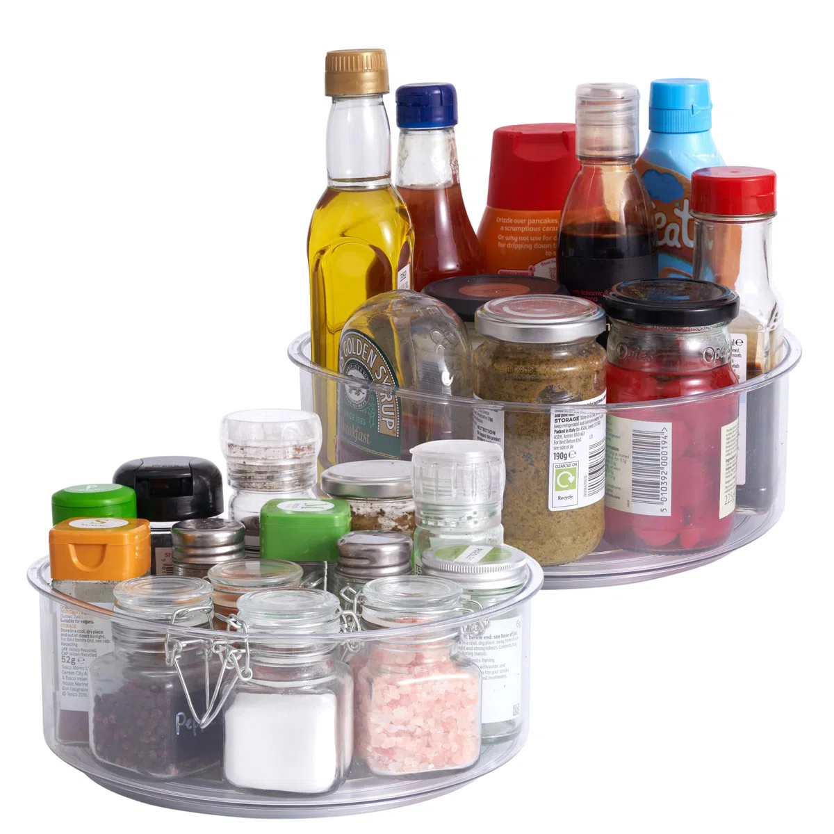 MATANA - 2 Piatto Girevole Lazy Susan, 360° (23cm) - Bordo Alto - Vassoio Girevole, Porta Spezie Girevole - Organizer per Condimenti, Cosmetici - Cucina, Frigo, Armadio, Bagno
