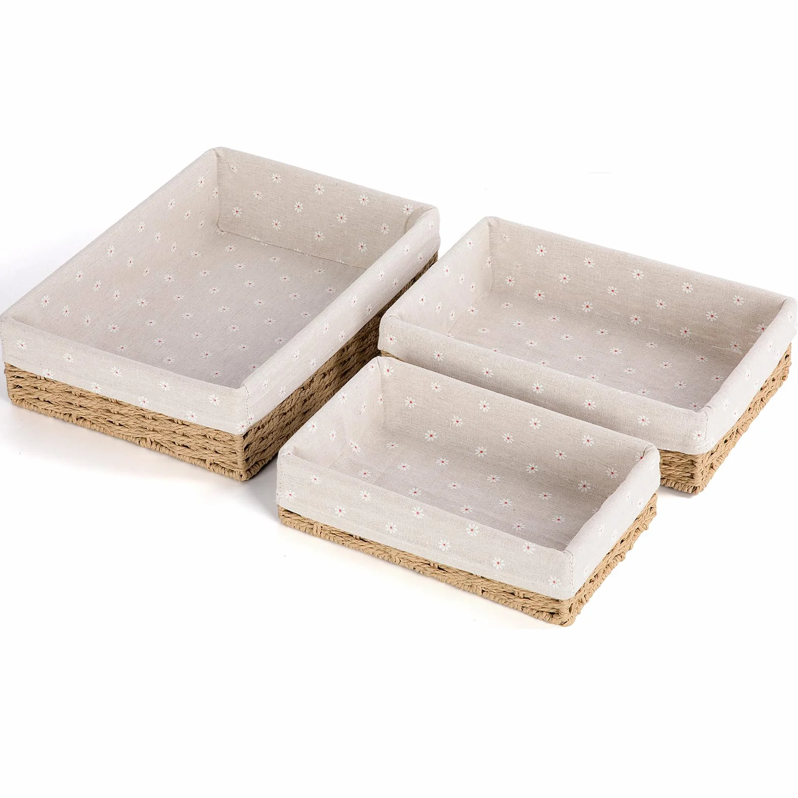 FoiiLiio Cestino Portaoggetti, Set di 3 Cestino Portaoggetti e Porta Giocattoli, Cesto in Corda di Carta, cestini portaoggetti Bagno Bambini per Camerette, Bagno, Cassetti, Cucine, Soggiorno (Beige)