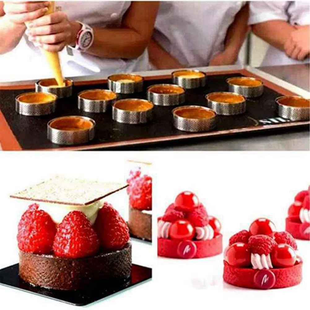 20 Anelli Rotondi per Torte Con Fori, Frutta, Quiches, Mousse - Teglia da Forno, 8 cm