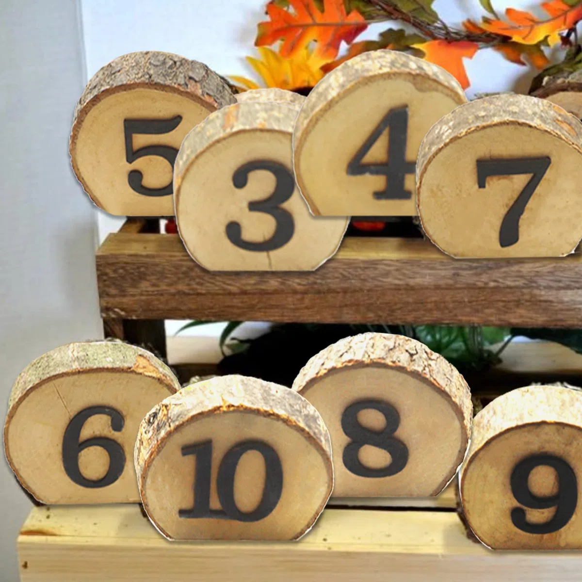 Andoer Numero da Tavola per Matrimonio, 1-10 Numero da Tavola in Legno, Decorazione da Festa Rustica per Matrimonio, Blocchi Numeri Professionali per Ricevimento di Nozze e Decorazioni per Festa a