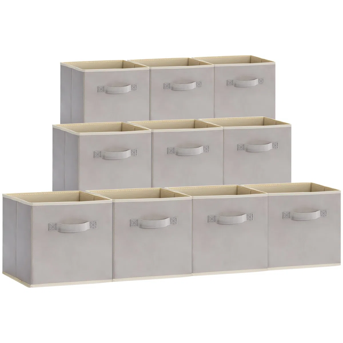 Lifewit Set di 10 Cubi Portaoggetti Pieghevoli, Cesti Portaoggetti in Tessuto, Scatole Portaoggetti con Manici, Scatole per Armadio, Vestiti, Giocattoli, 26,5 x 26,5 x 28 cm, 18 L, Grigio chiaro