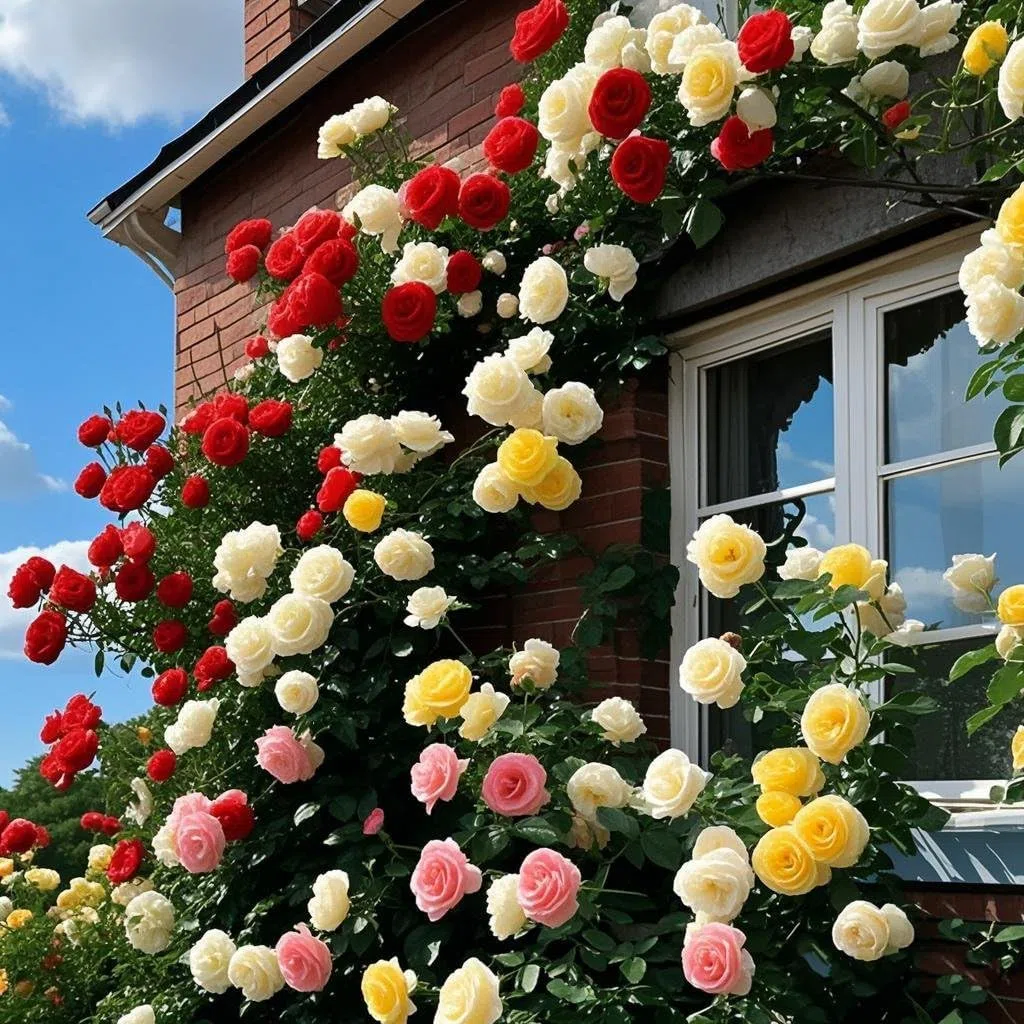 300+ Specimenti di Rosa Rampicante, Pianta Ornamentale Rampicante con Fiori Eleganti per Giardino e Recinzioni