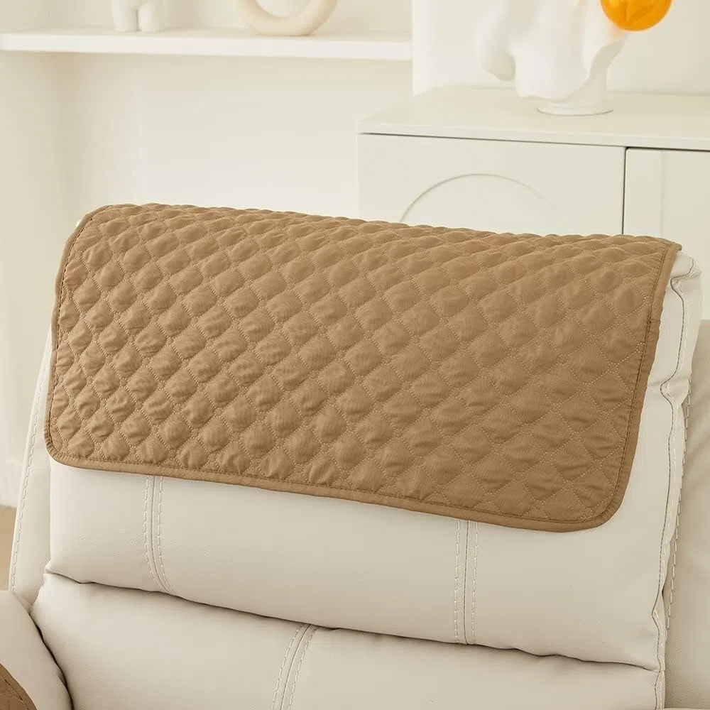 Copribraccioli Fodera per Bracciolo del Divano, Fodera per Poggiatesta per Sedia Reclinabile, Fodera per Poltrona Impermeabile con Tasche, 2 Posto Copripoltrona Relax(Camel,3 Posto)