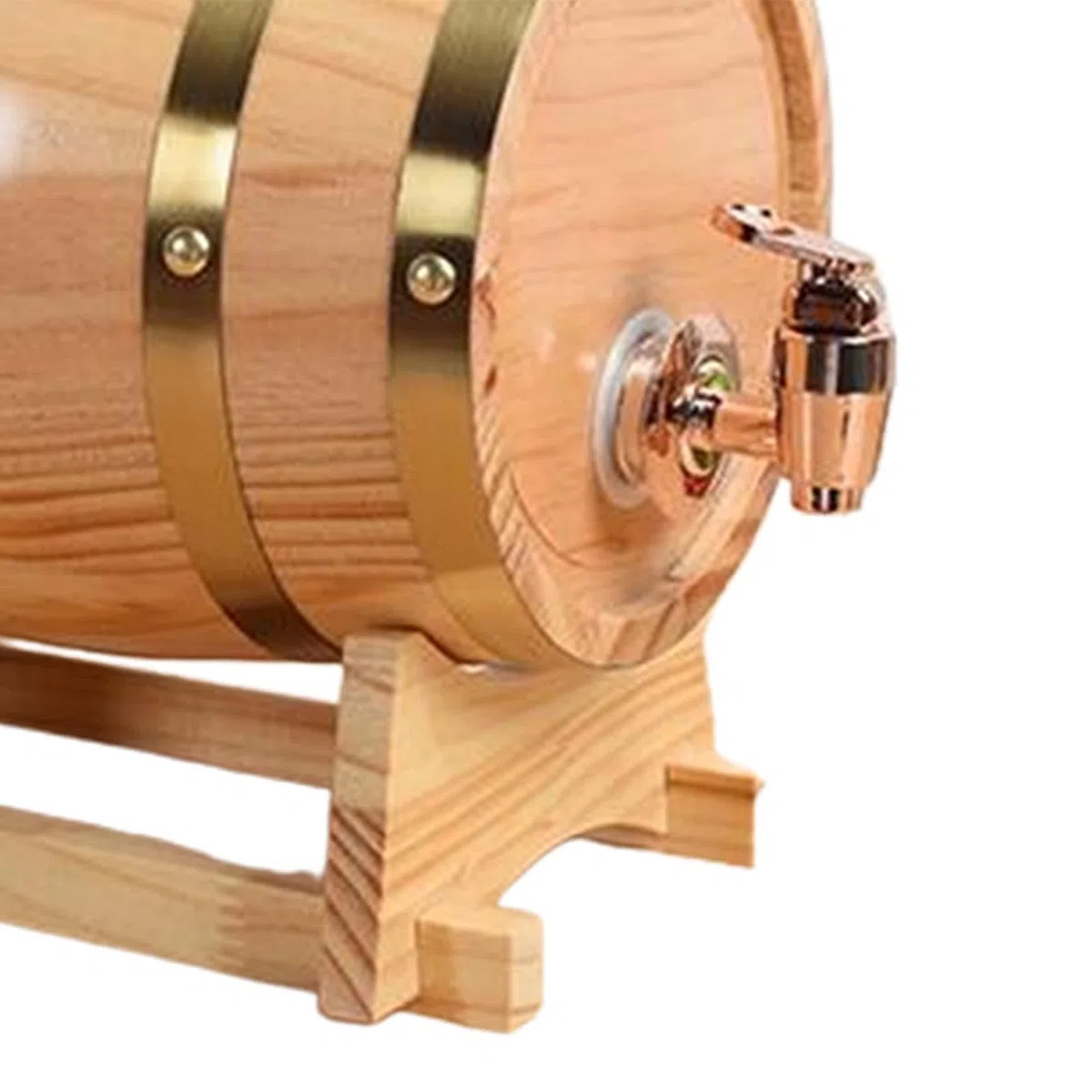 perfk Bottiglie per Vino in Rovere con Supporto, Contenitore per Birra in Legno, Distributore di Vino con Foro per Il Tappo Et Un Rubinetto, Distributore per Whisky, Vino, Birra, 3L