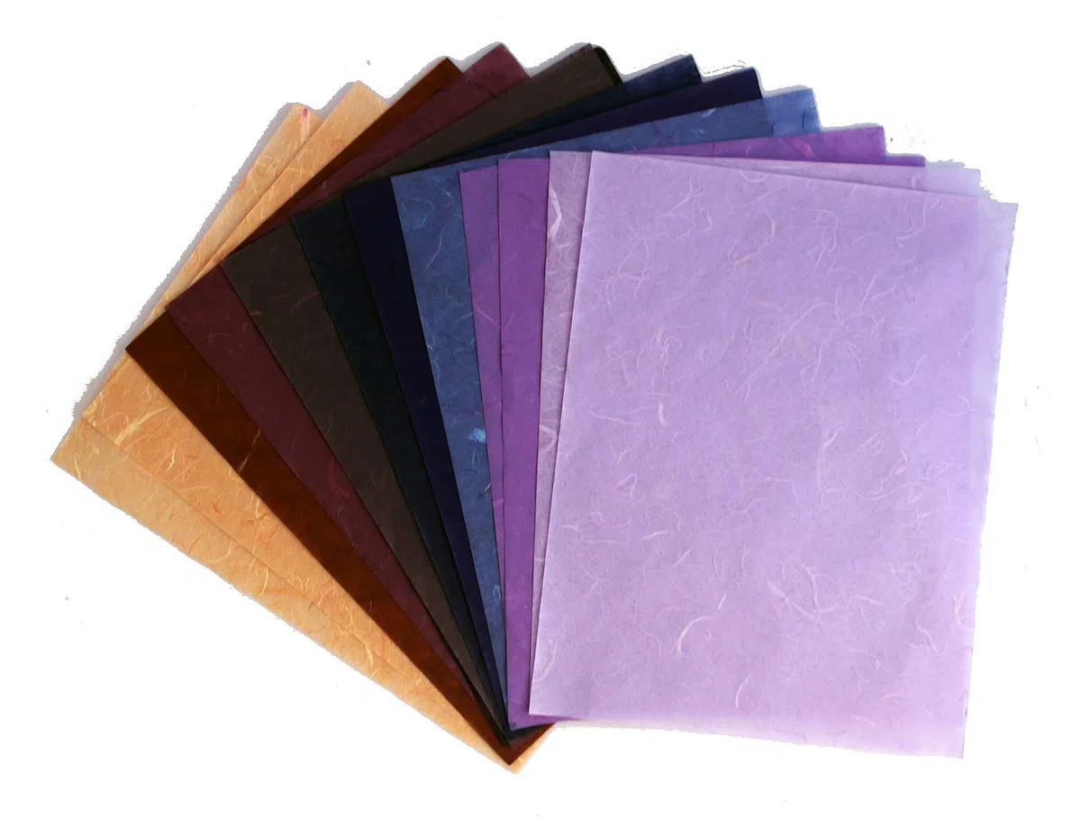 65 fogli di carta di gelso 21 x 28 cm design artigianale fatto a mano arte tessuto Giappone origami Washi vendita all'ingrosso fornitori Unryu prodotti fabbricazione carta fatta a mano design disegni