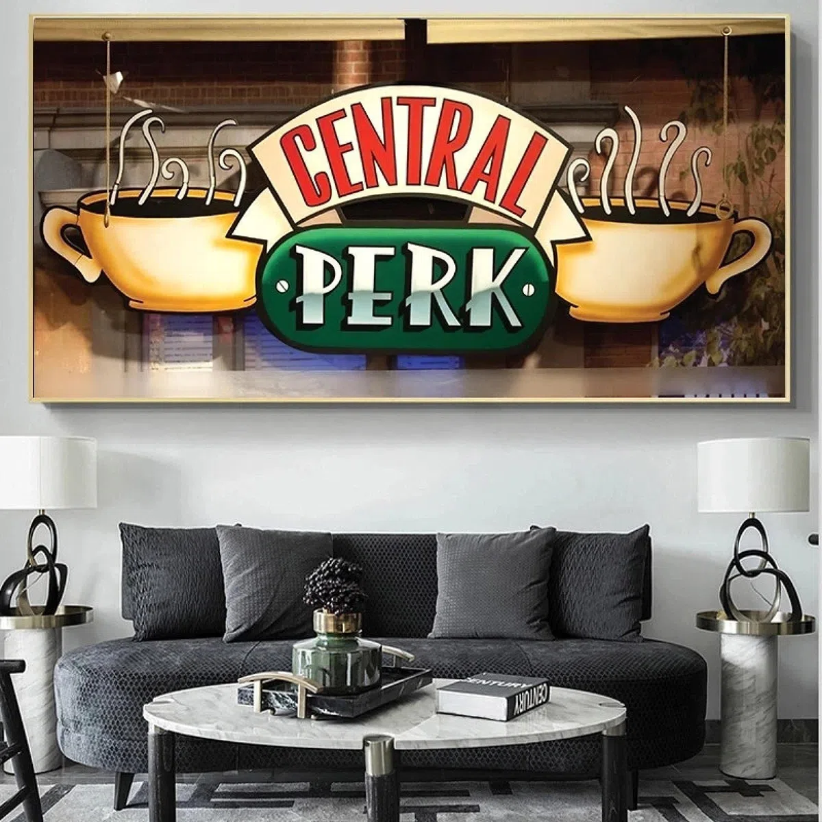 Guying Art Central Perk Cafe Quadro su Tela Amici Serie TV Poster e Stampe Quadri su Tela Immagini per Soggiorno Decorazioni per la Camera da Letto 50x100cm(20x39in) con Cornice