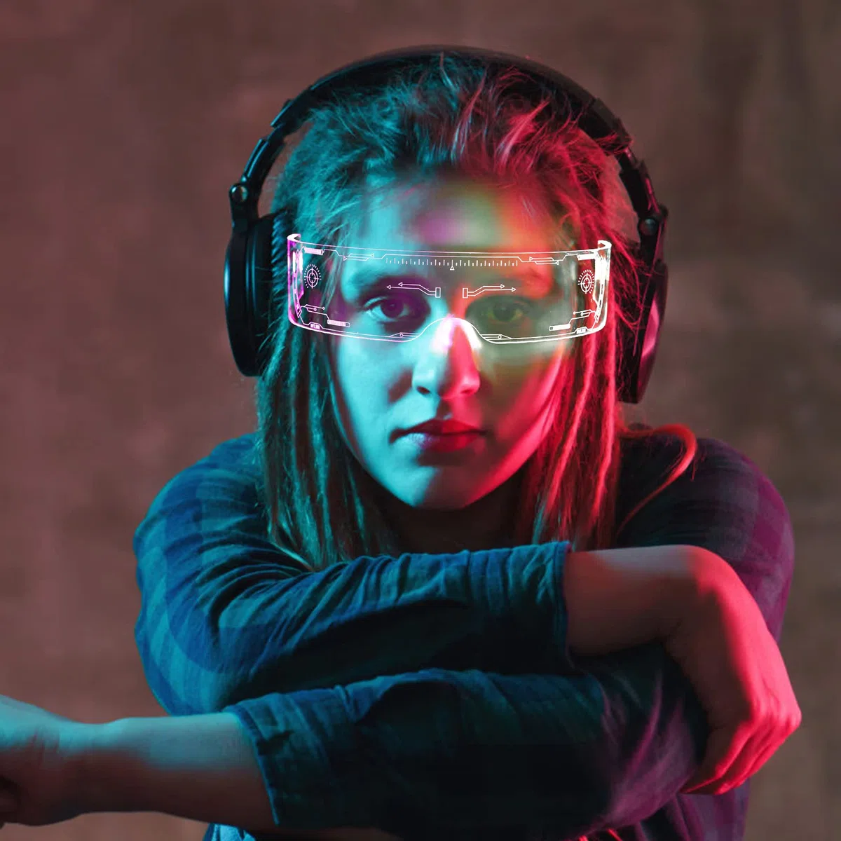 2 paia di occhiali Cyberpunk LED, occhiali LED luminosi, occhiali Rave a 7 colori e 4 modalità, occhiali luminosi per feste, occhiali da festa per cosplay di Cyberpunk, bar, club, Halloween