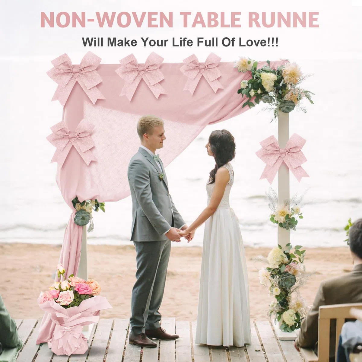 2 Pezzi Runner da Tavolo in Tessuto Non Tessuto FoiiLiio 30 cm x 25 m Rosa runner Decorazione da tavolo Rotolo runner Decorativo da tavola per matrimoni, battesimi, comunioni