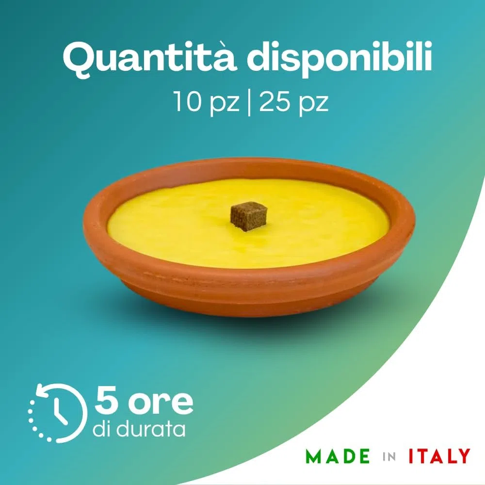 Palucart Candele alla Citronelle in Coccio, Varie Misure e Quantità, Ciotrelle contro zanzare in terracotta (10, Diam. 15cm)