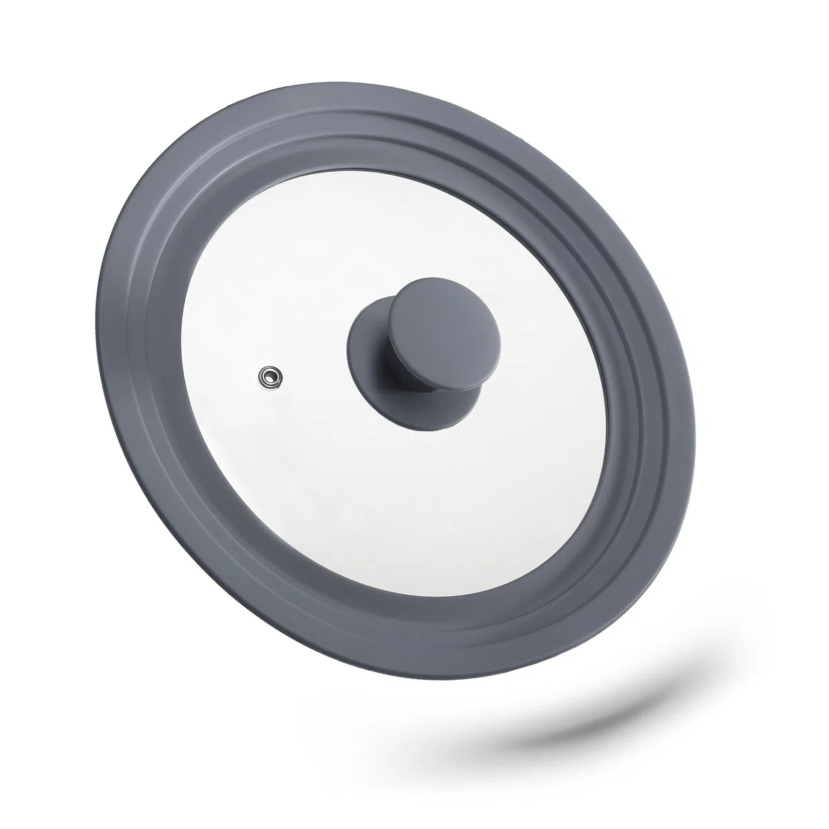 Relaxdays Coperchio Universale, con Bordo in Silicone & Foro per il Vapore per Pentole e Padelle Ø 20 - 24 cm, Grigio