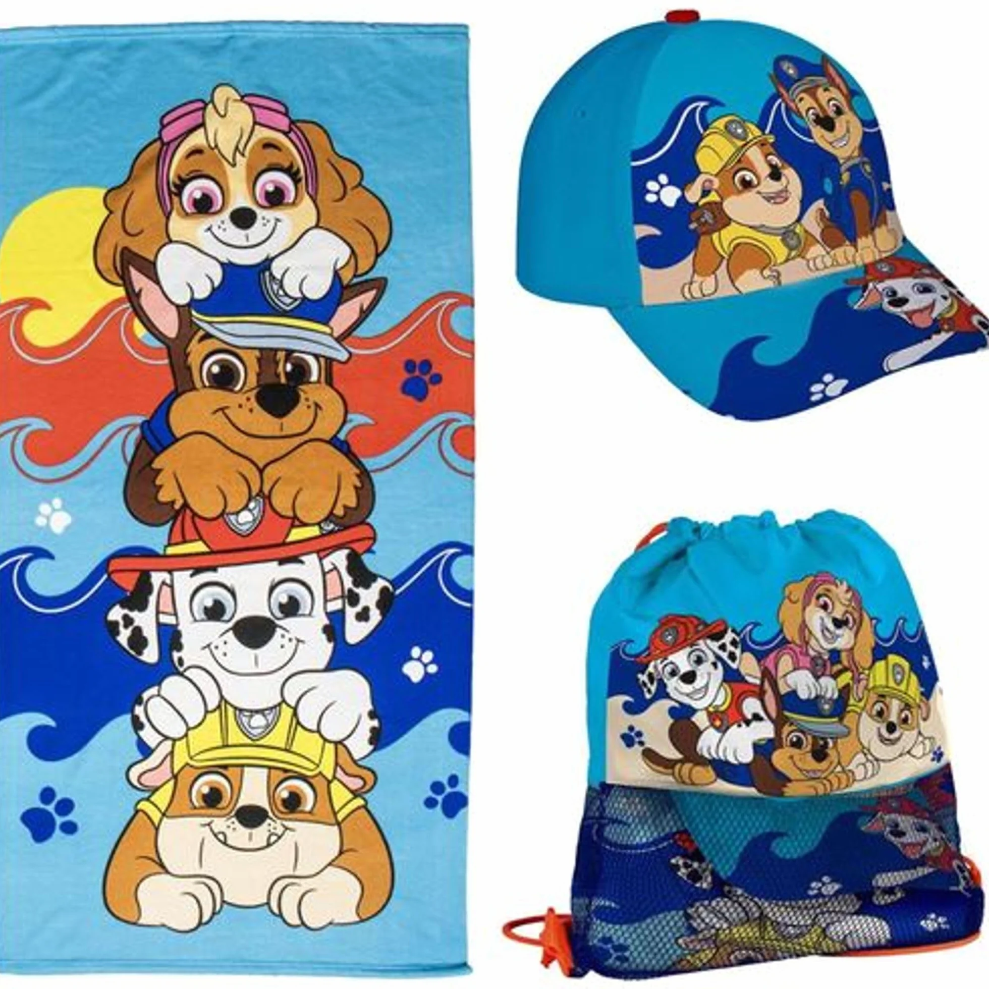 Poncho con Cappuccio Paw Patrol dal Design Ufficiale, Accessorio da Spiaggia o da Bagno per Bambini, ad Asciugatura Rapida e dallo Stile avventuroso