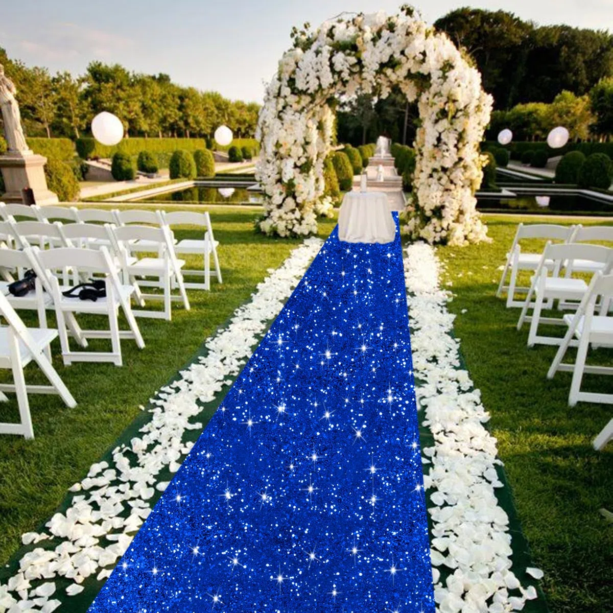 Runner blu per feste, 1,2 x 6,1 m, con paillettes, per cerimonie di nozze, luccicanti, corridoi, corridoi, runner da pavimento per addio al nubilato, decorazione per feste