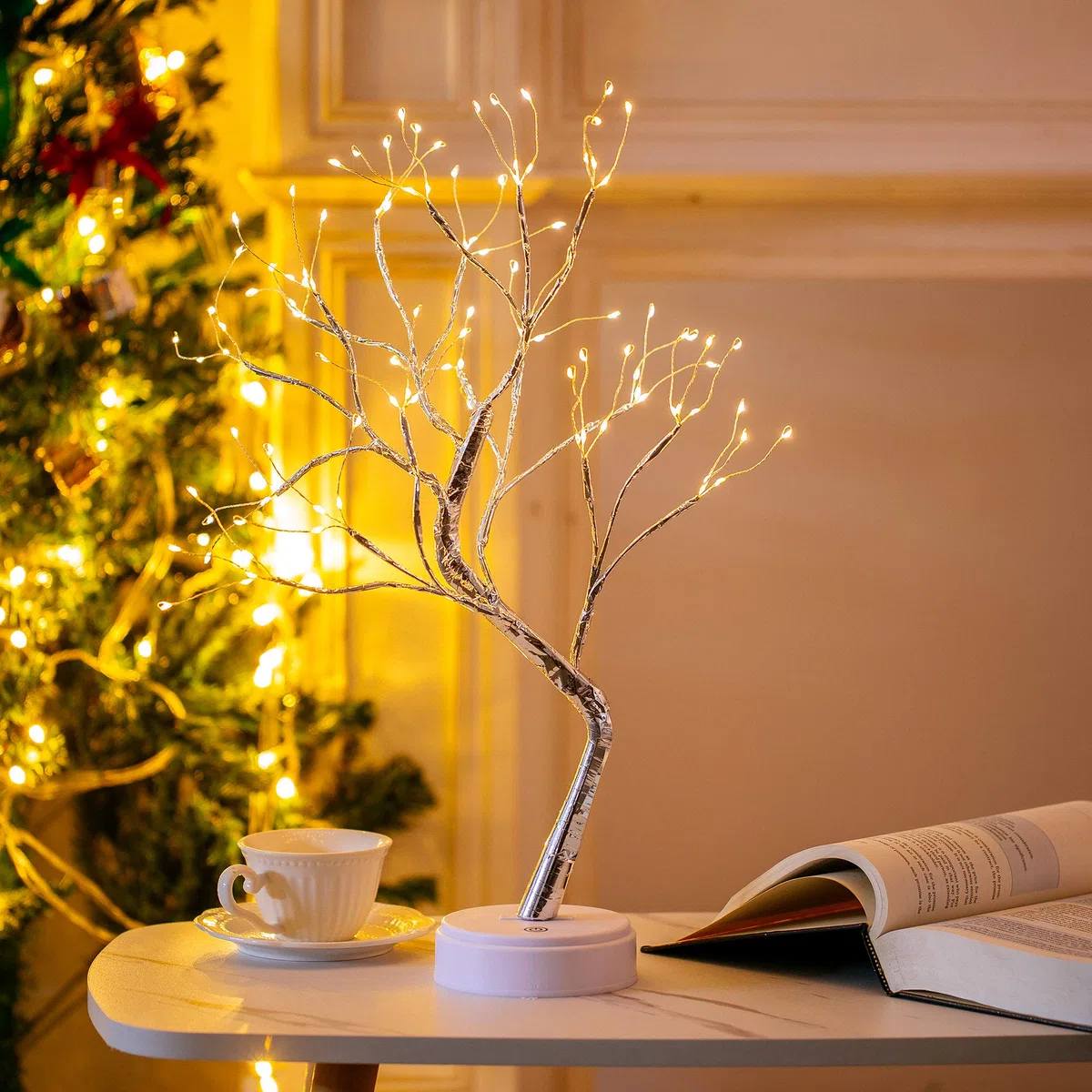 Nuptio Albero Betulla Luci: Ramoscello Bonsai Albero 1.6 Ft Albero Pasqua Natale Alberi Illuminati La Decorazione Festa A Casa Compleanno Compleanno Arredamento Interno (Luce Bianca Calda, 1 Pezzo)