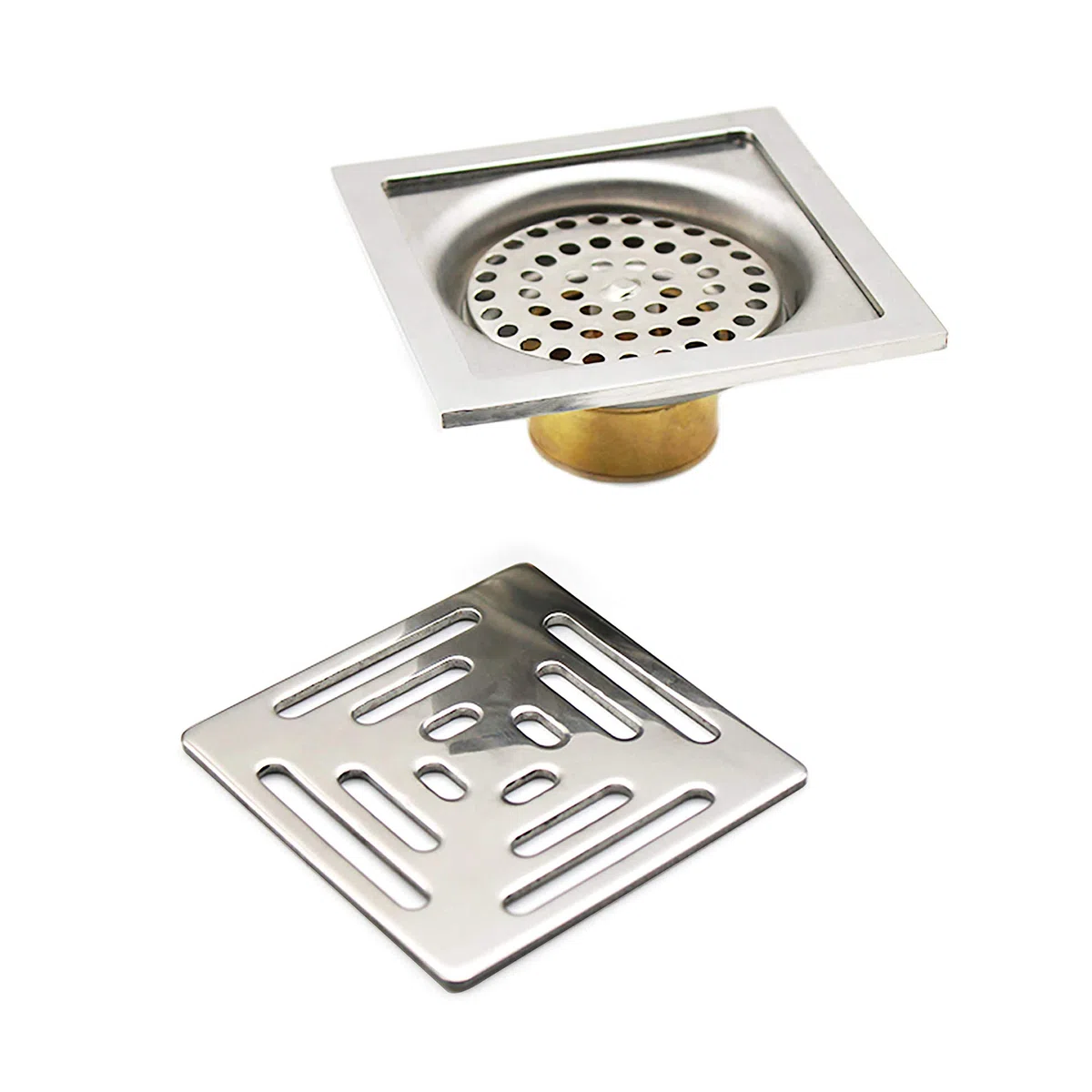 Scarico per doccia quadrato sifone per pavimento antiodore, in acciaio inox scarico del pavimento con filtro per bagno, giardino, 100 mm x 100 mm