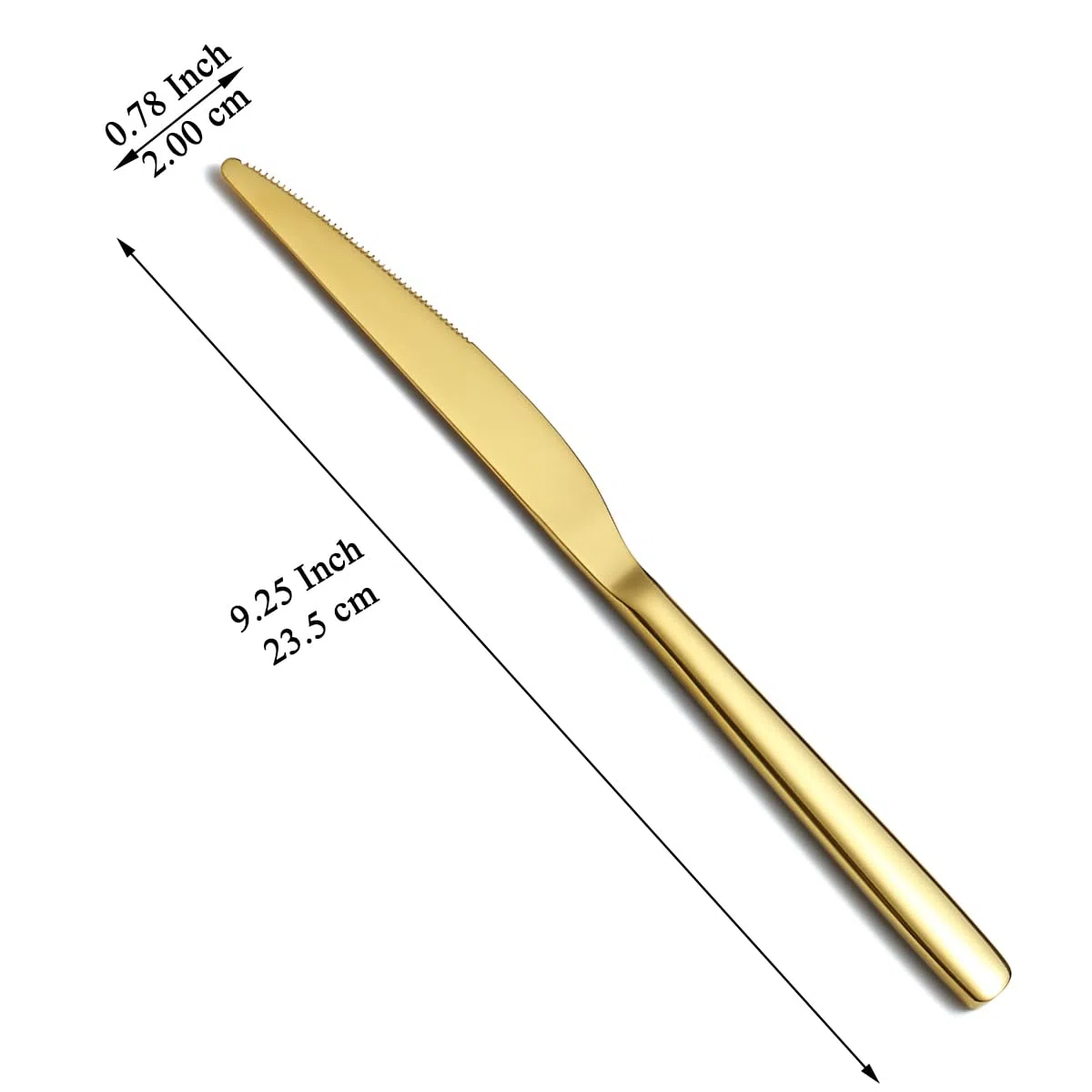 Evanda Set di coltelli da bistecca in oro 12 pezzi, coltelli da tavola in acciaio inox placcati in titanio, set di coltelli da burro, set di posate in argento, set di posate, lavabili in lavastoviglie