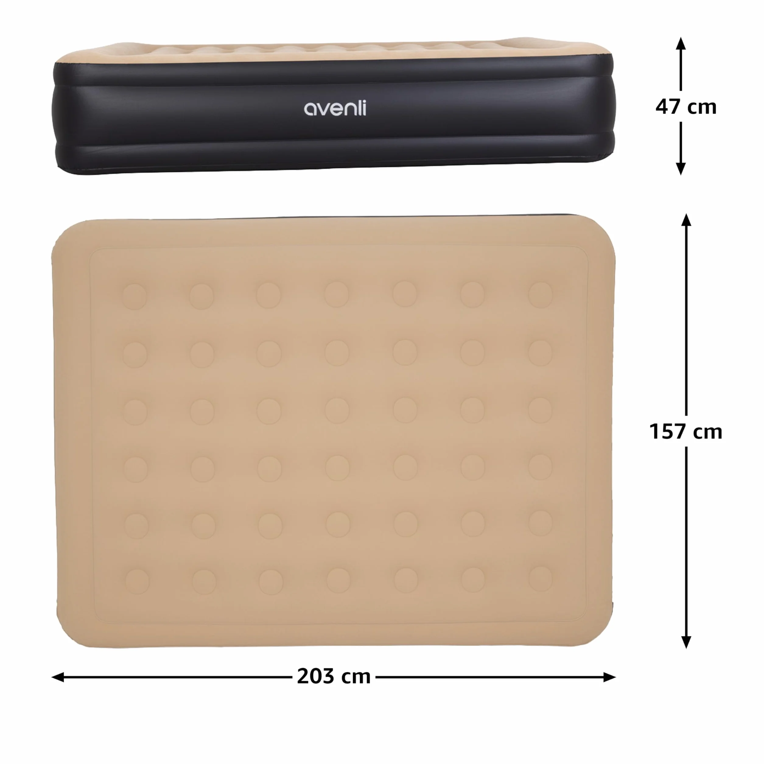 AVENLI Materasso Gonfiabile Matrimoniale 203x157x47 cm, Letto Gonfiabile Autogonfiabile 2 Persone con Pompa Elettrica Integrata, Materasso per Campeggio e Letto Ospiti, Coil-Beam, beige