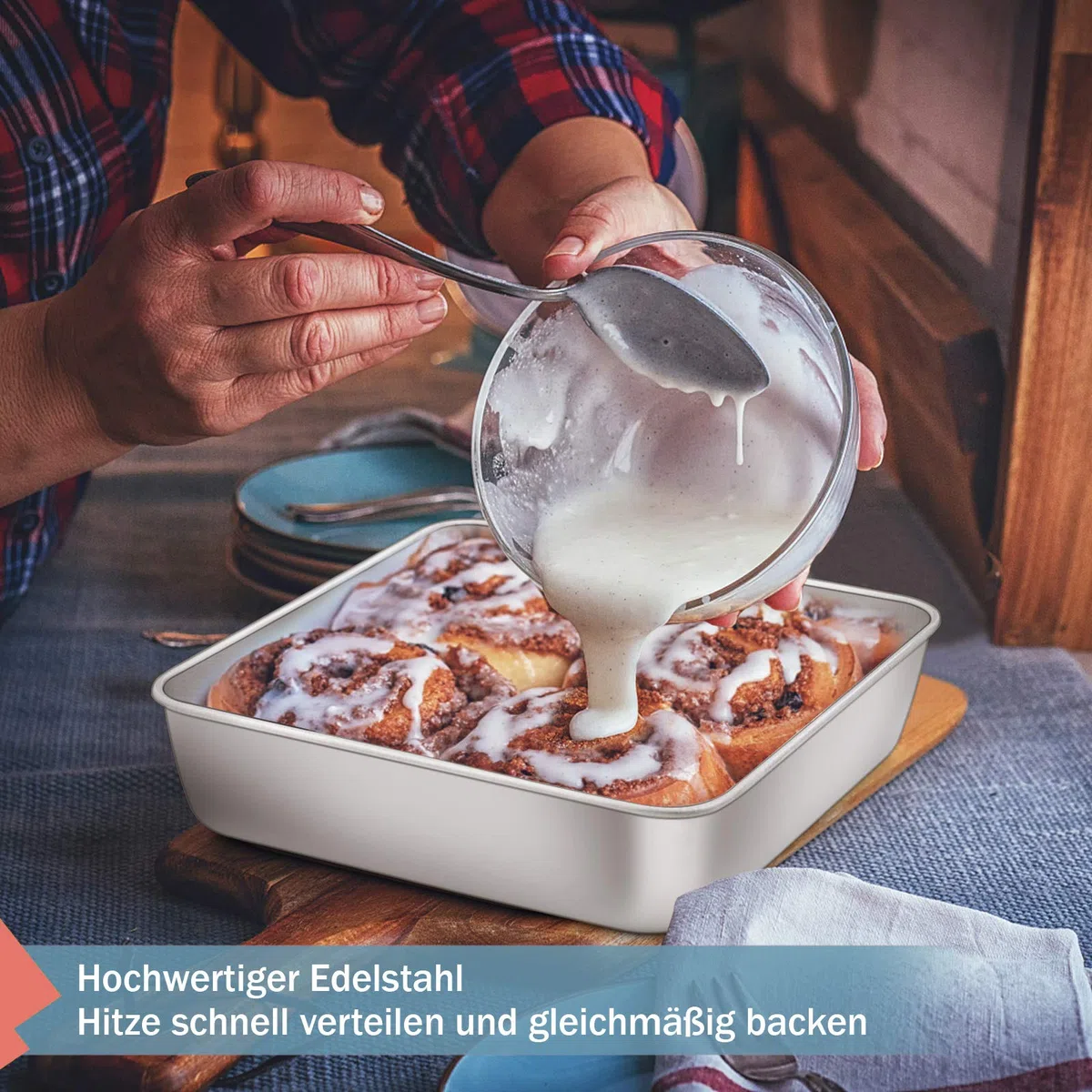 Homikit tortiera quadrata, teglia quadrata per in acciaio inox, casseruola set di 2, 21 x 21 x 5 cm, perfetta per torte, sana e non tossica, lavabile in lavastoviglie, non adatta per airfryer