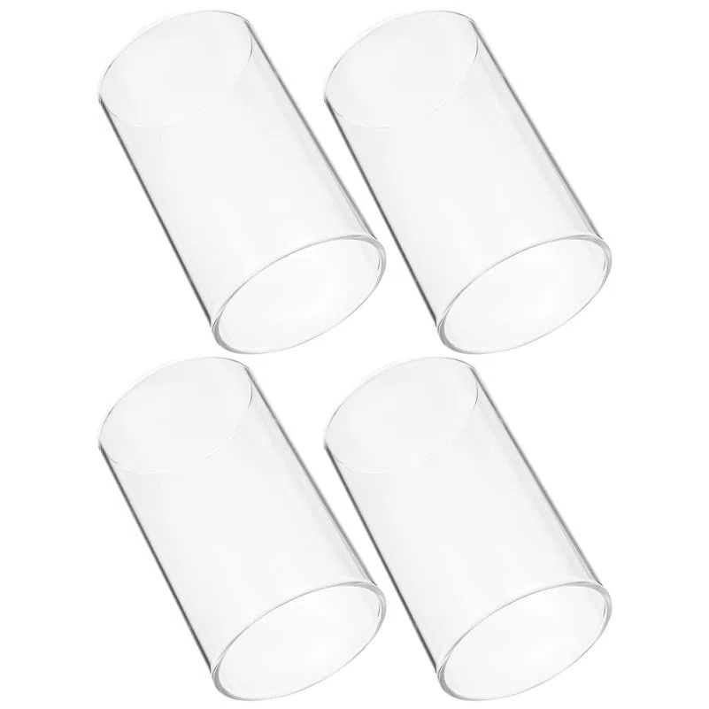 Garneck Cilindro in senza fondo, diametro 7 cm, per interni ed esterni, trasparente, 4 pezzi, 10 x 7 x 7 cm, in, portacandela di ricambio per feste, casa, banchetto, all'aperto