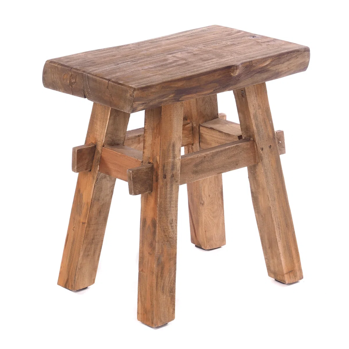Design Delights - Sgabello Vintage 40, in stile rustico, in legno massiccio riciclato, 43x45x27 cm (altezza x larghezza x profondità)