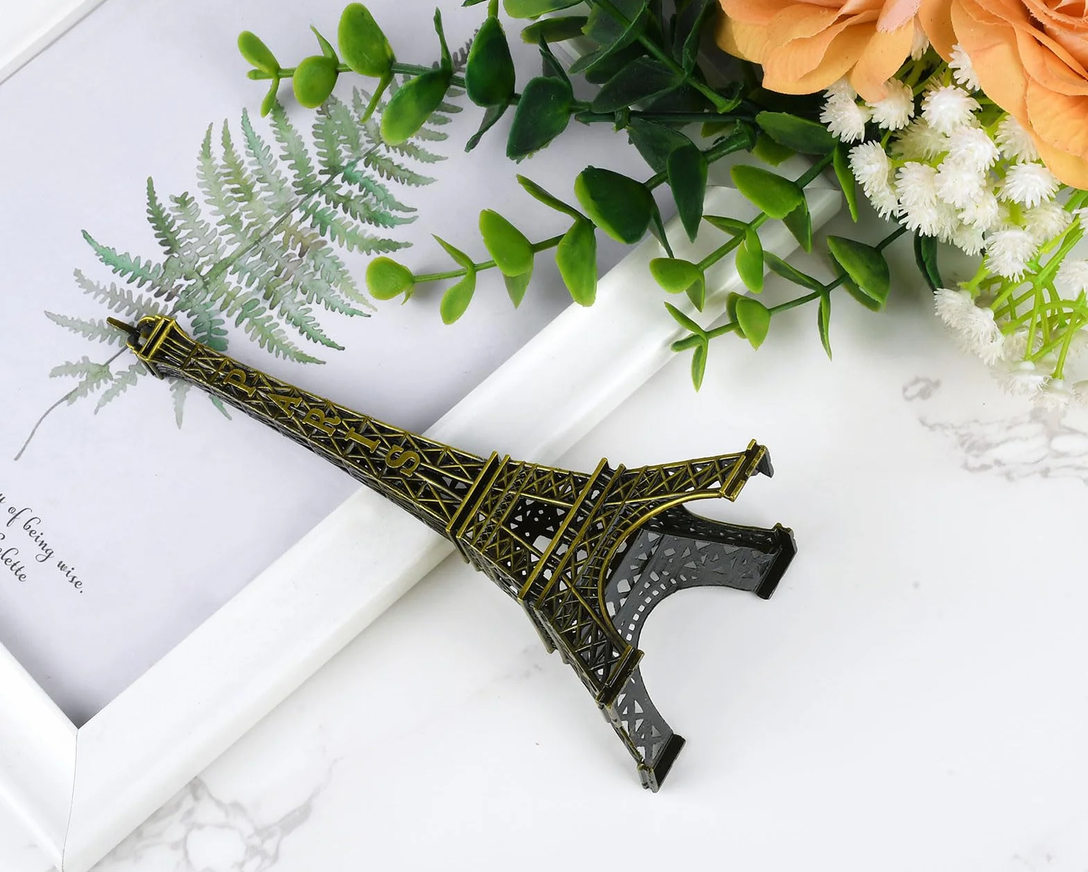 DSstyles Torre Eiffel Torre Statua Metallica Figurine per Souvenir - 32cm