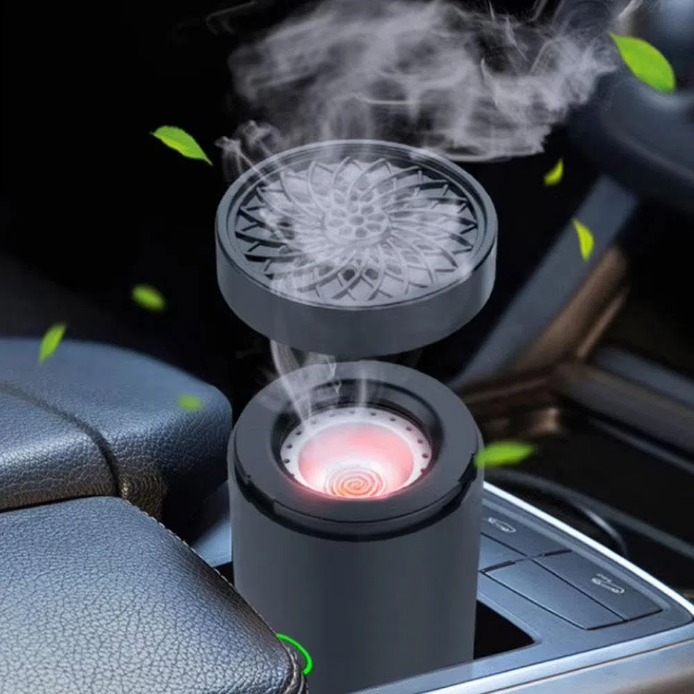 Bruciatore di incenso per auto, bruciatore elettrico Bakhoor, portatile, in lega di alluminio, ricaricabile tramite USB, diffusore per auto e decorazione domestica