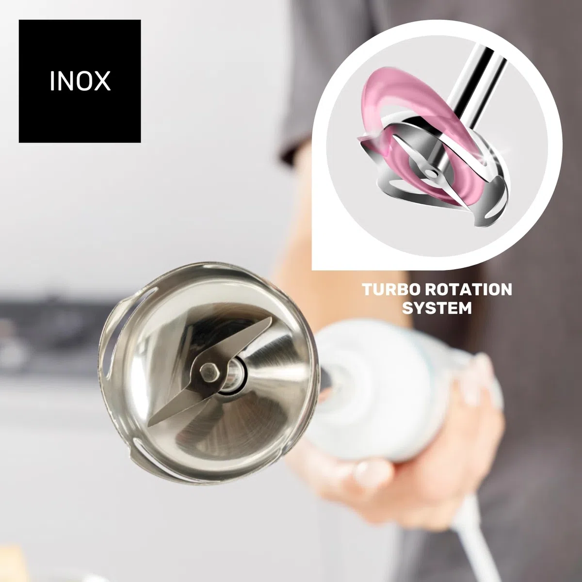 Taurus - Frullatore a immersione, 1000W, Turbo, lame inox, anti-schizzo