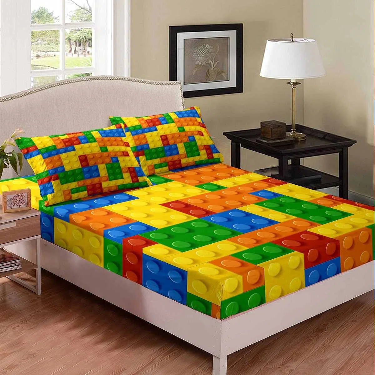 Set di lenzuola con angoli geometrici, per bambini, ragazzi, ragazze, in microfibra, per letto singolo