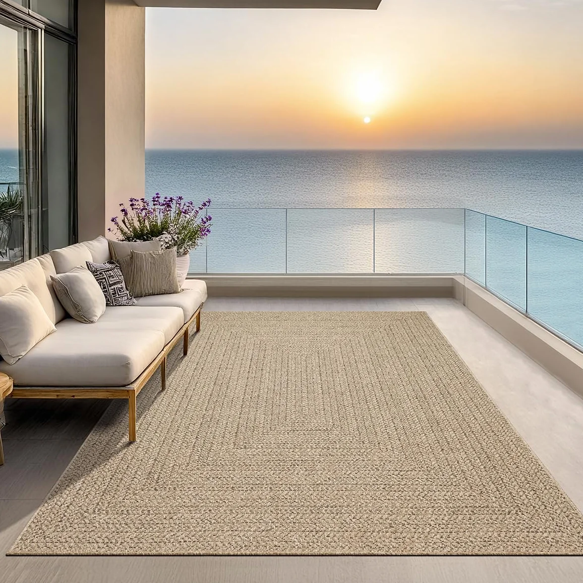 the carpet Kansas – tappeto indoor/outdoor in juta naturale, resistente e facile da pulire, ideale per terrazza, balcone o soggiorno - Natura - ca. 160 x 230 cm